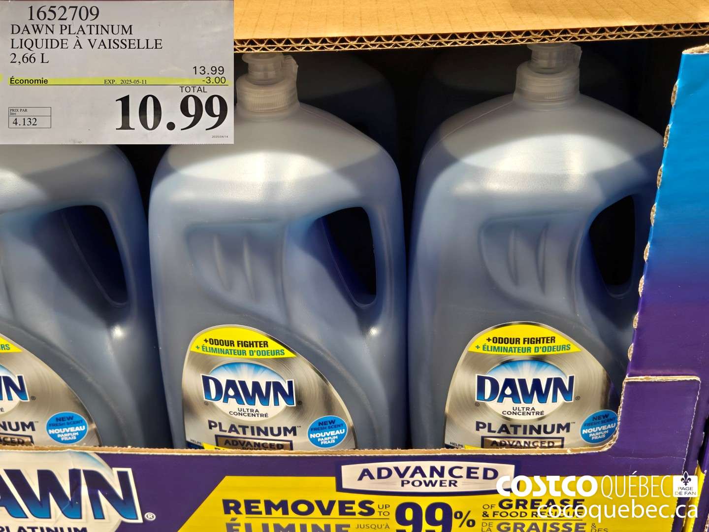 1652709 DAWN PLATINUM LIQUIDE A VAISSELLE 2,66 L  ($3.00 INSTANT SAVINGS EXPIRES ON 2025-05-11) $10.99