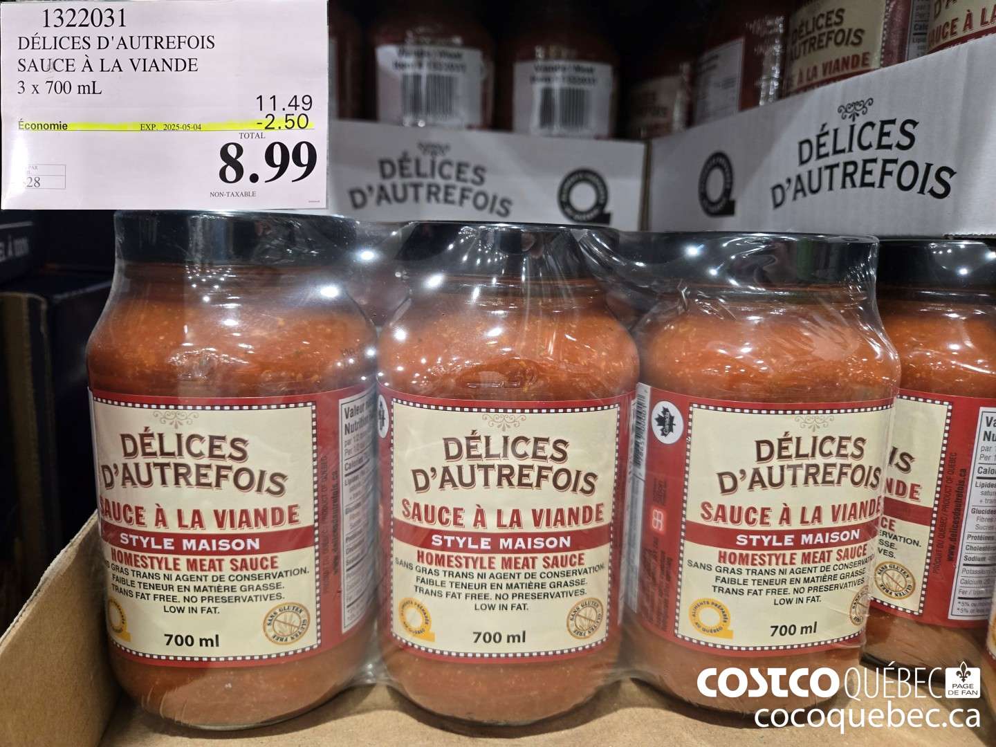 1320031 DELICES D'AUTREFOIS SAUCE A LA VIANDE 3 x 700 mL  ($2.50 INSTANT SAVINGS EXPIRES ON 2025-05-04) $8.99