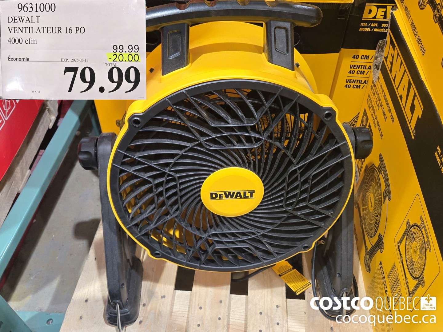 9631000 DEWALT VENTILATEUR 16 PO 4000 CFM 69.99  ($20.00 INSTANT SAVINGS EXPIRES ON 2025-05-11) $79.99