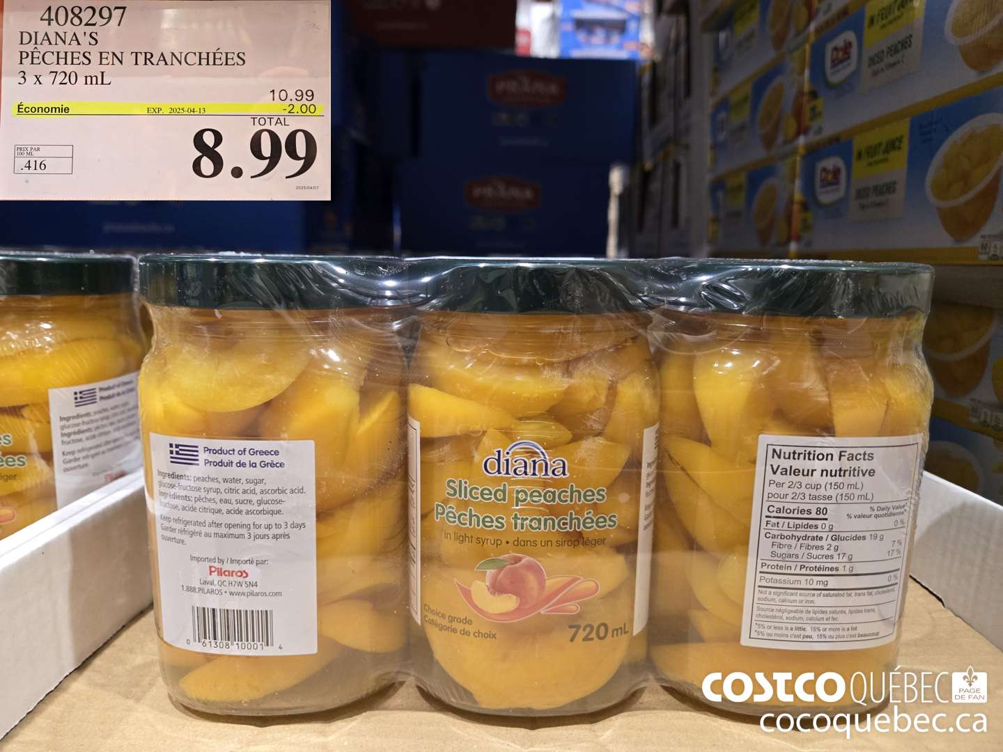 408297 DIANA’ S PECHES EN TRANCHE ($2.00 INSTANT SAVINGS EXPIRES ON 2025-04-13) $8.99