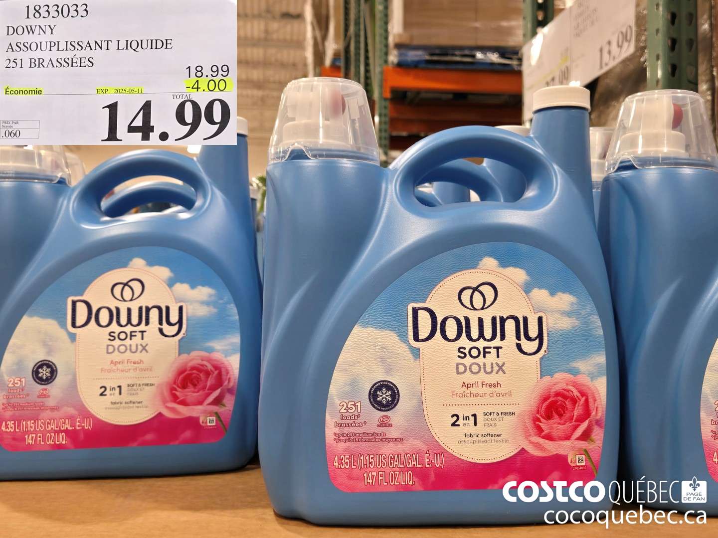 1833033 DOWNY ASSOUPLISSANT LIQUIDE 251 BRASSEES  ($4.00 INSTANT SAVINGS EXPIRES ON 2025-05-11) $14.99
