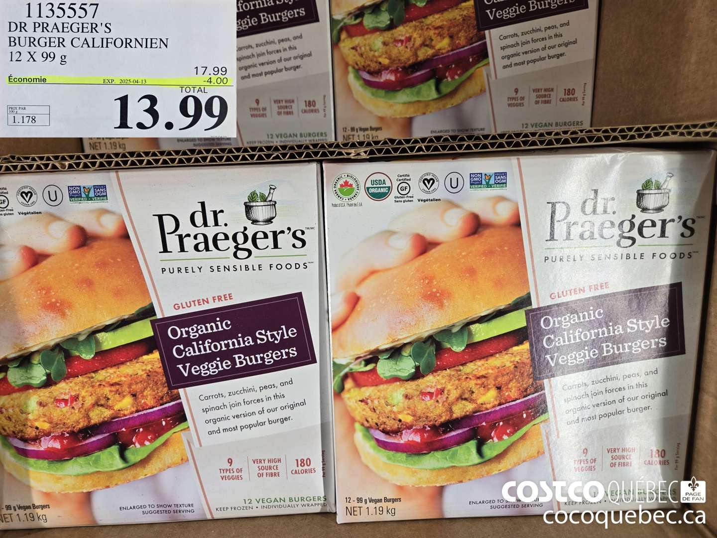 1135557 DR PRAEGER'S BURGER CALIFORNIEN 12 X 99 g ($4.00 INSTANT SAVINGS EXPIRES ON 2025-04-13) $13.99