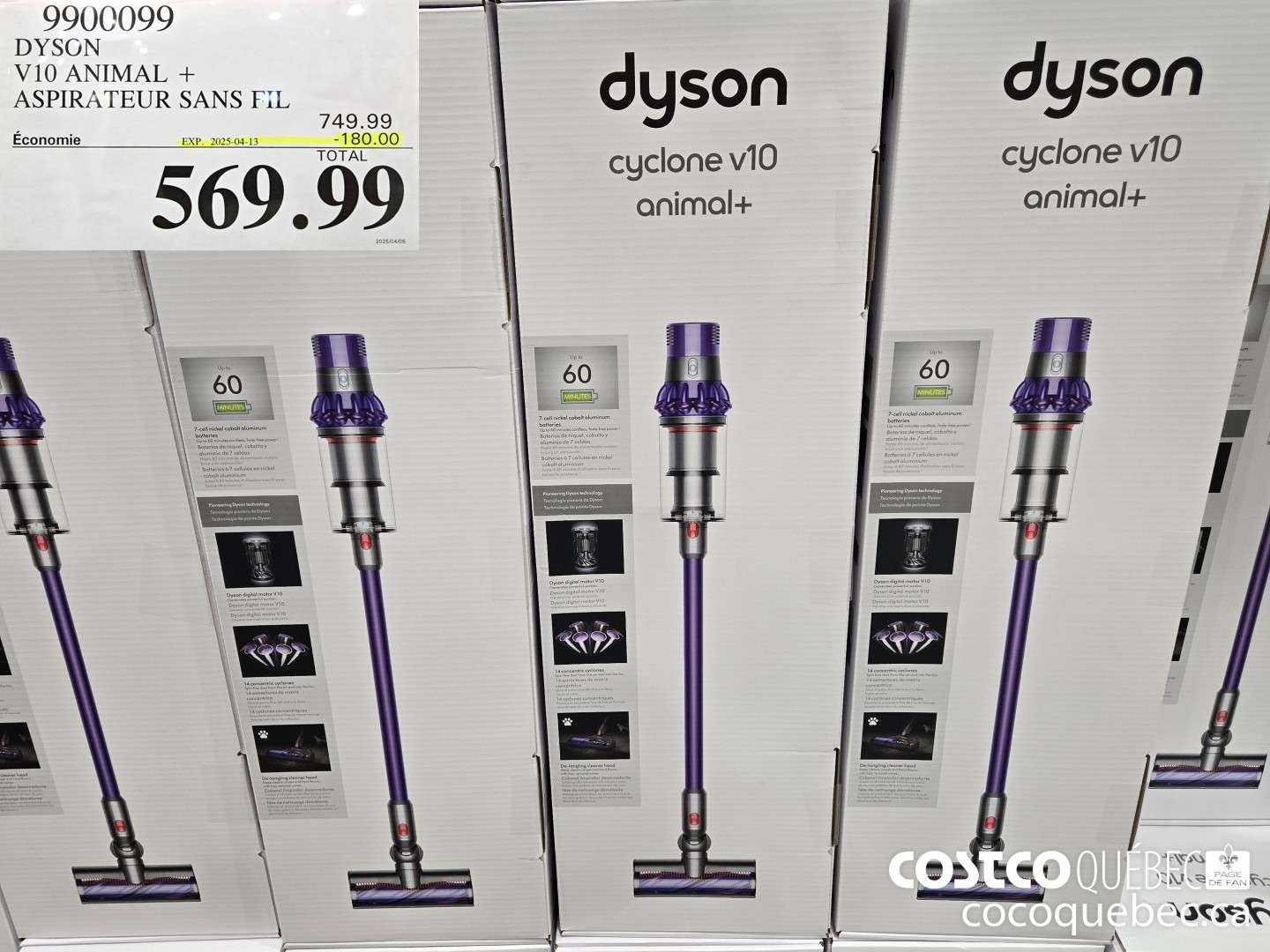9900099 DYSON V10 ANIMAL + ASPIRATEUR SANS FIL  ($180.00 INSTANT SAVINGS EXPIRES ON 2025-04-13) $569.99