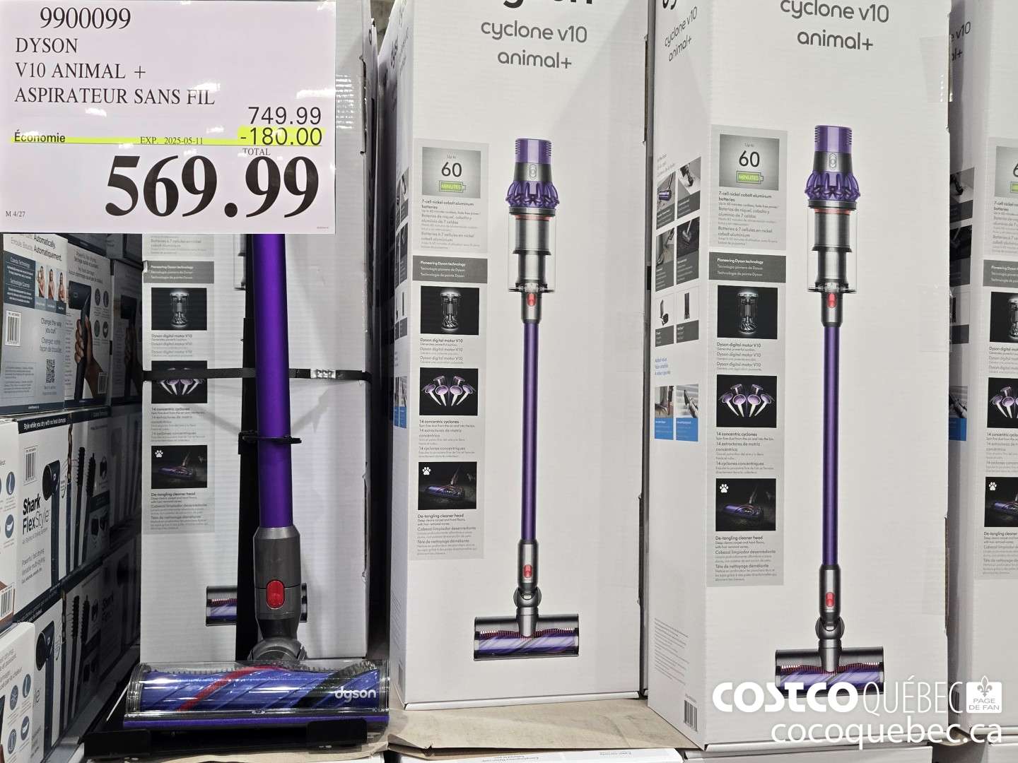 9900099 DYSON V10 ANIMAL + ASPIRATEUR SANS FIL  ($180.00 INSTANT SAVINGS EXPIRES ON 2025-05-11) $569.99