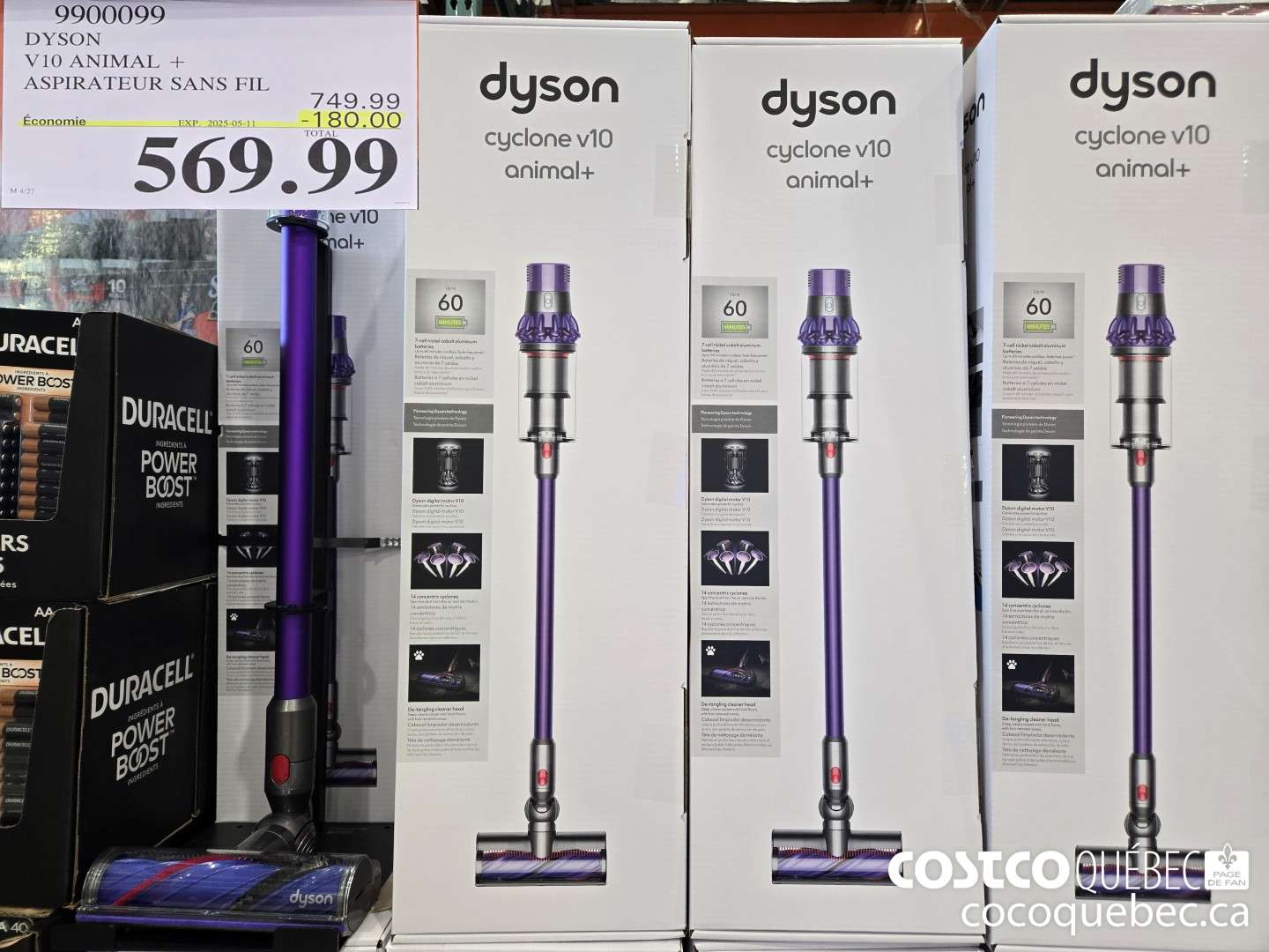 9900099 DYSON V10 ANIMAL + ASPIRATEUR SANS FIL  ($180.00 INSTANT SAVINGS EXPIRES ON 2025-05-11) $569.99