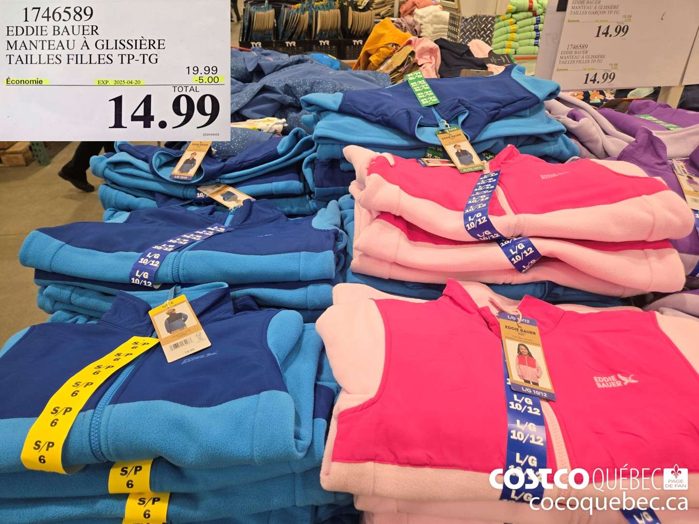 1746589 EDDIE BAUER MANTEAU A GLISSIERE TAILLES FILLES TP-TG  ($5.00 INSTANT SAVINGS EXPIRES ON 2025-04-20) $14.99
