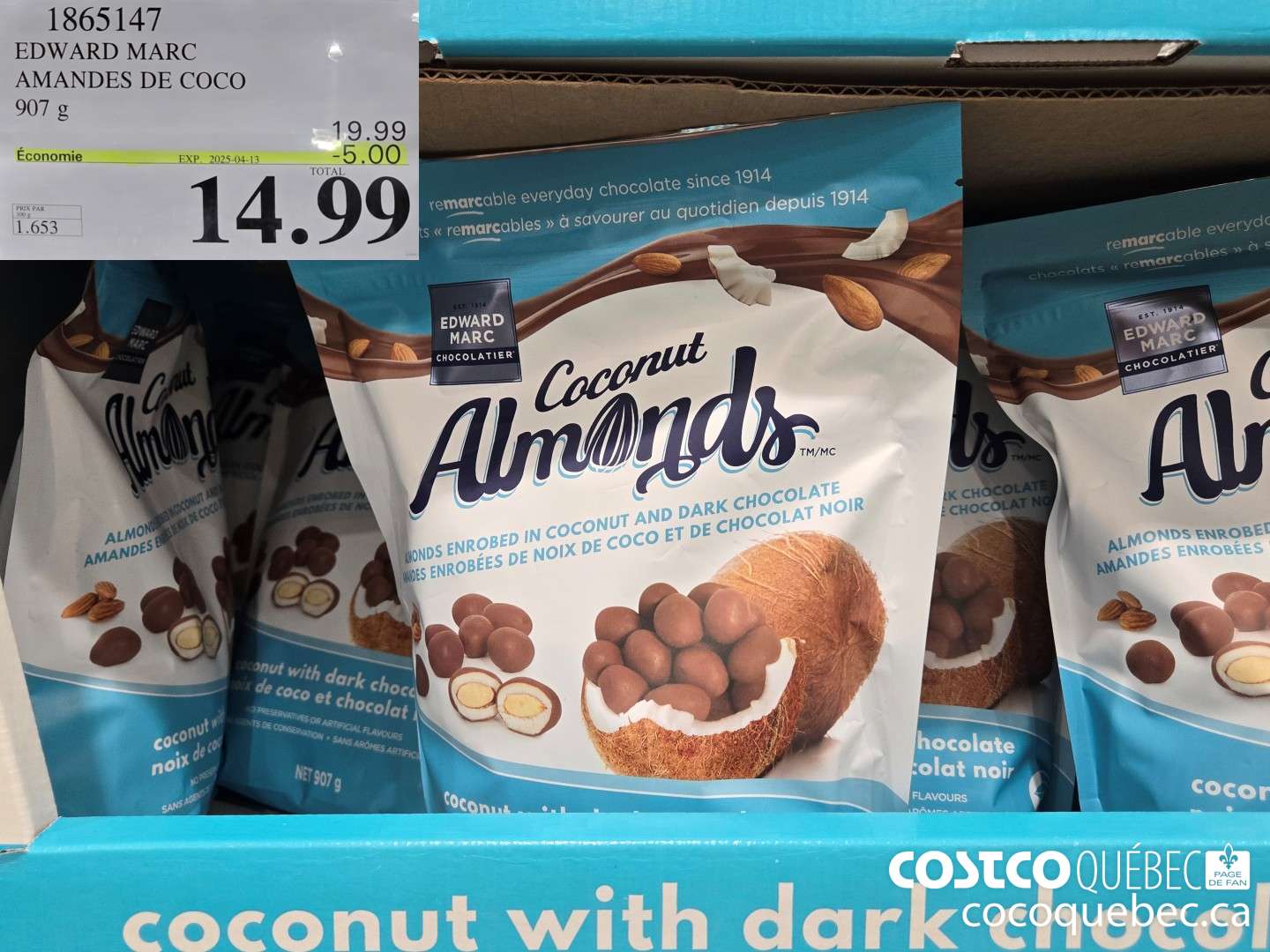 1865147 EDWARD MARC AMANDES DE COCO 907 g  ($5.00 INSTANT SAVINGS EXPIRES ON 2025-04-13) $14.99