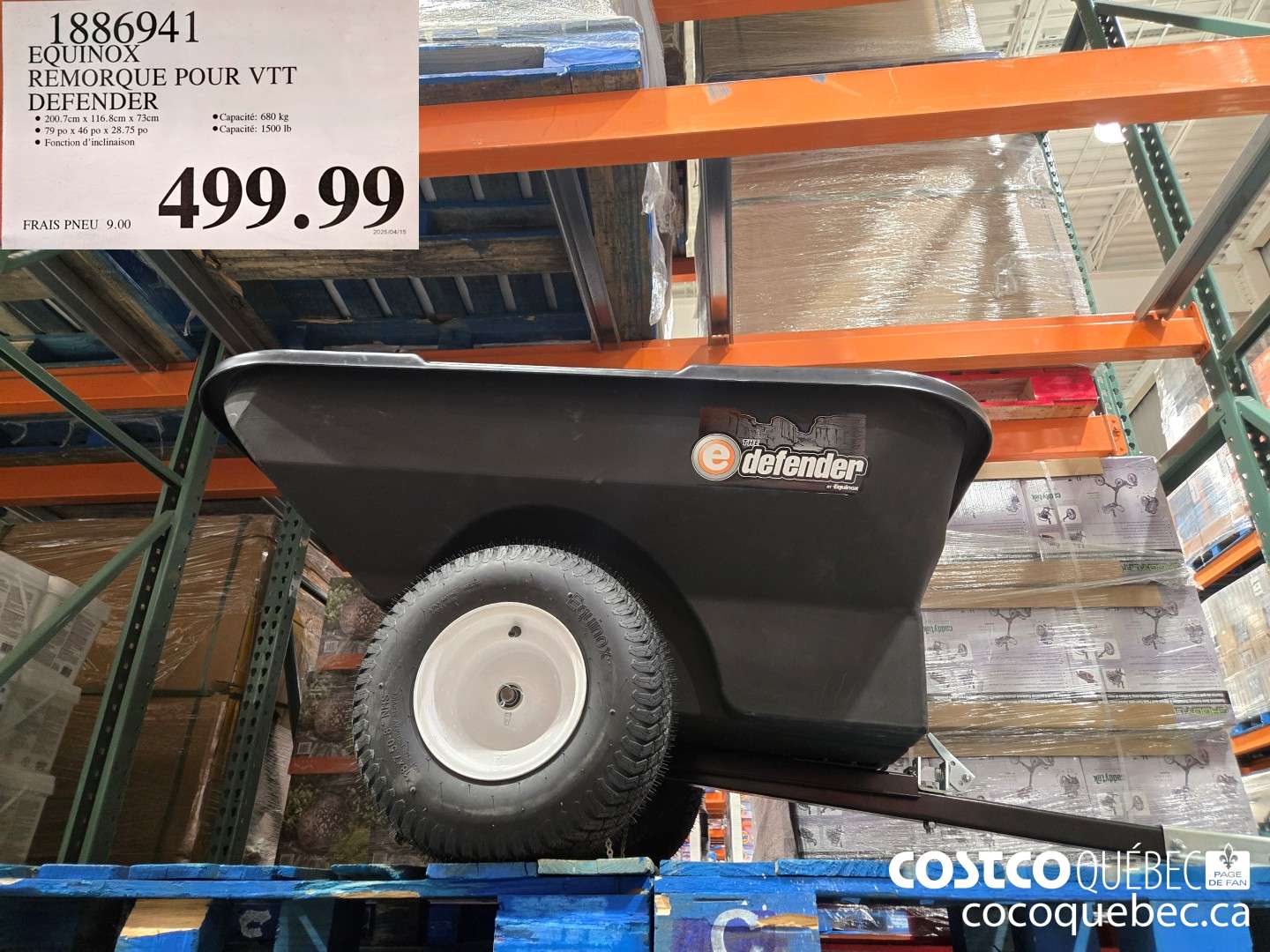 1886941 EQUINOX REMORQUE POUR VTT DEFENDER  $499.99