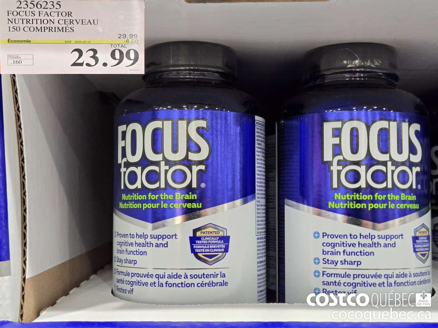 2356235 ESOL TS FOCUS FACTOR NUTRITION CERVEAU 150 COMPRIMES Economie EXP. 2025-05-11  $23.9