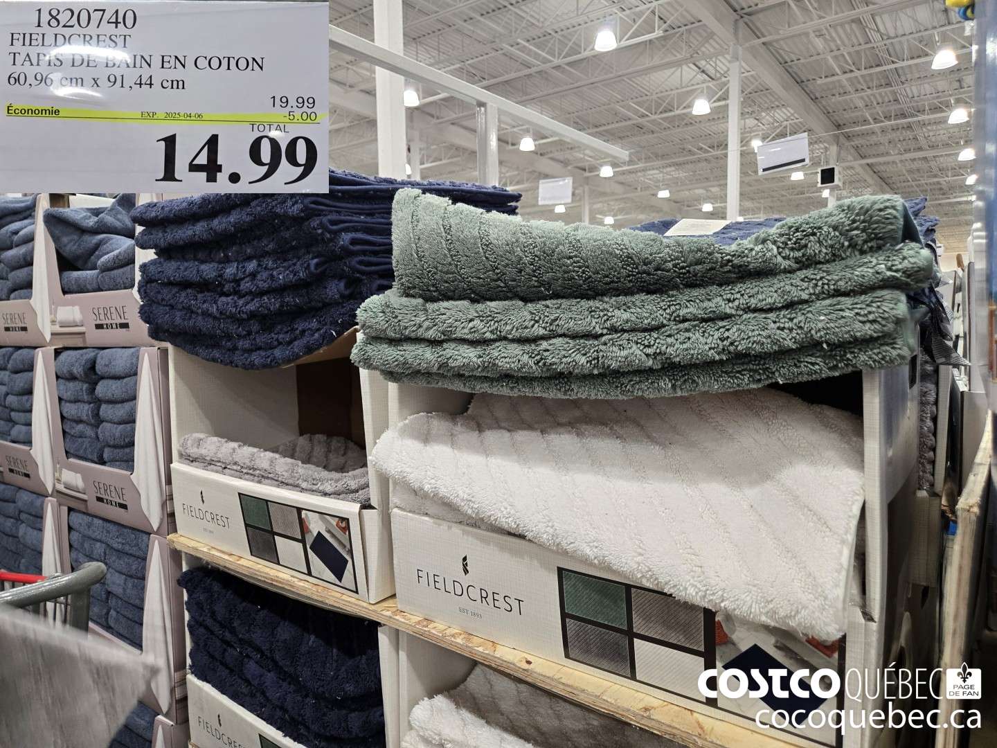 1820740 FIELDCREST TAPIS DE BAIN EN COTON 60,96 cm x 91,44 cm  ($5.00 INSTANT SAVINGS EXPIRES ON 2025-04-06) $14.99