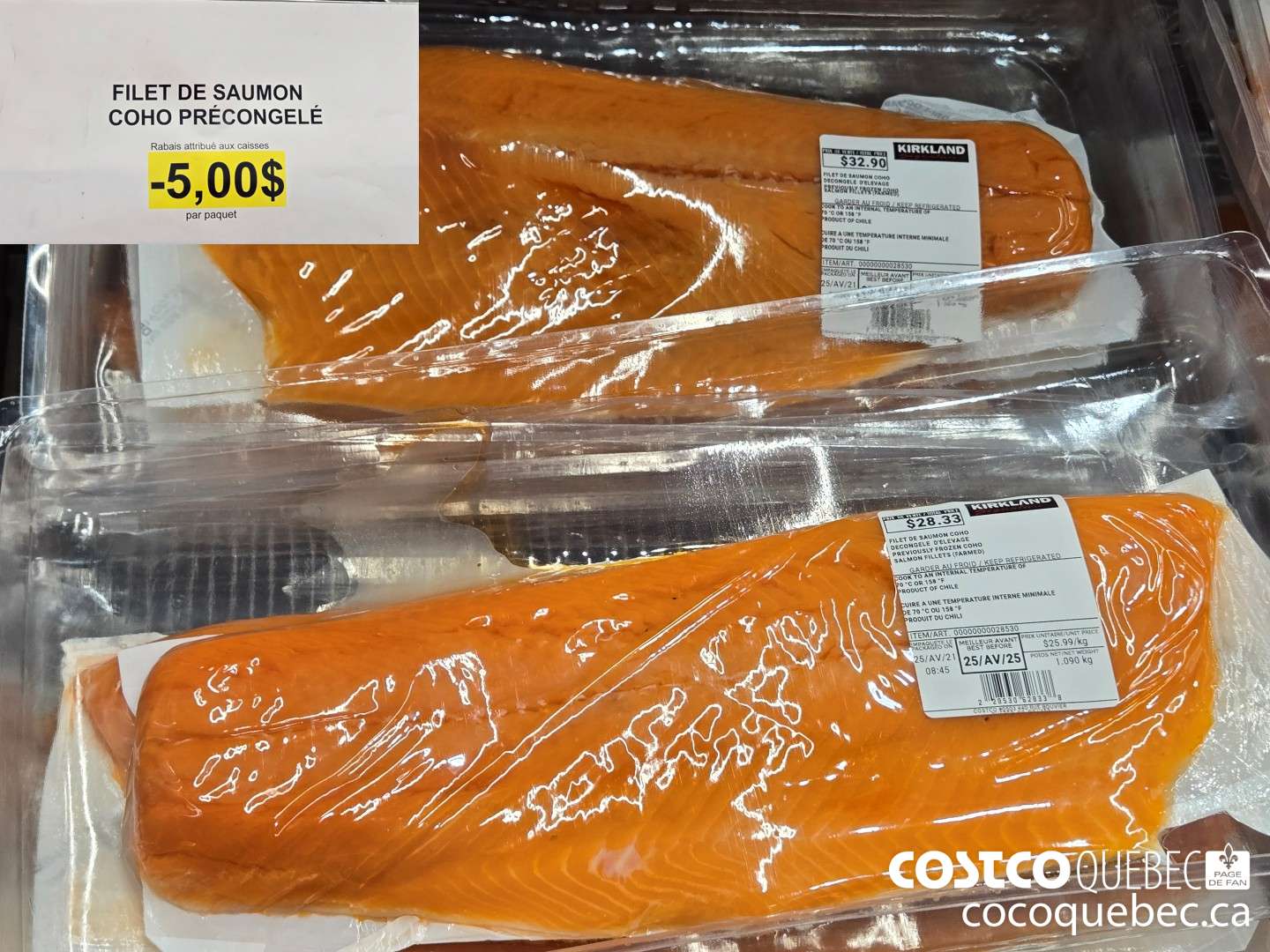 28530 FILET DE SAUMON COHO PRECONGELE  ($5.00 INSTANT SAVINGS)
