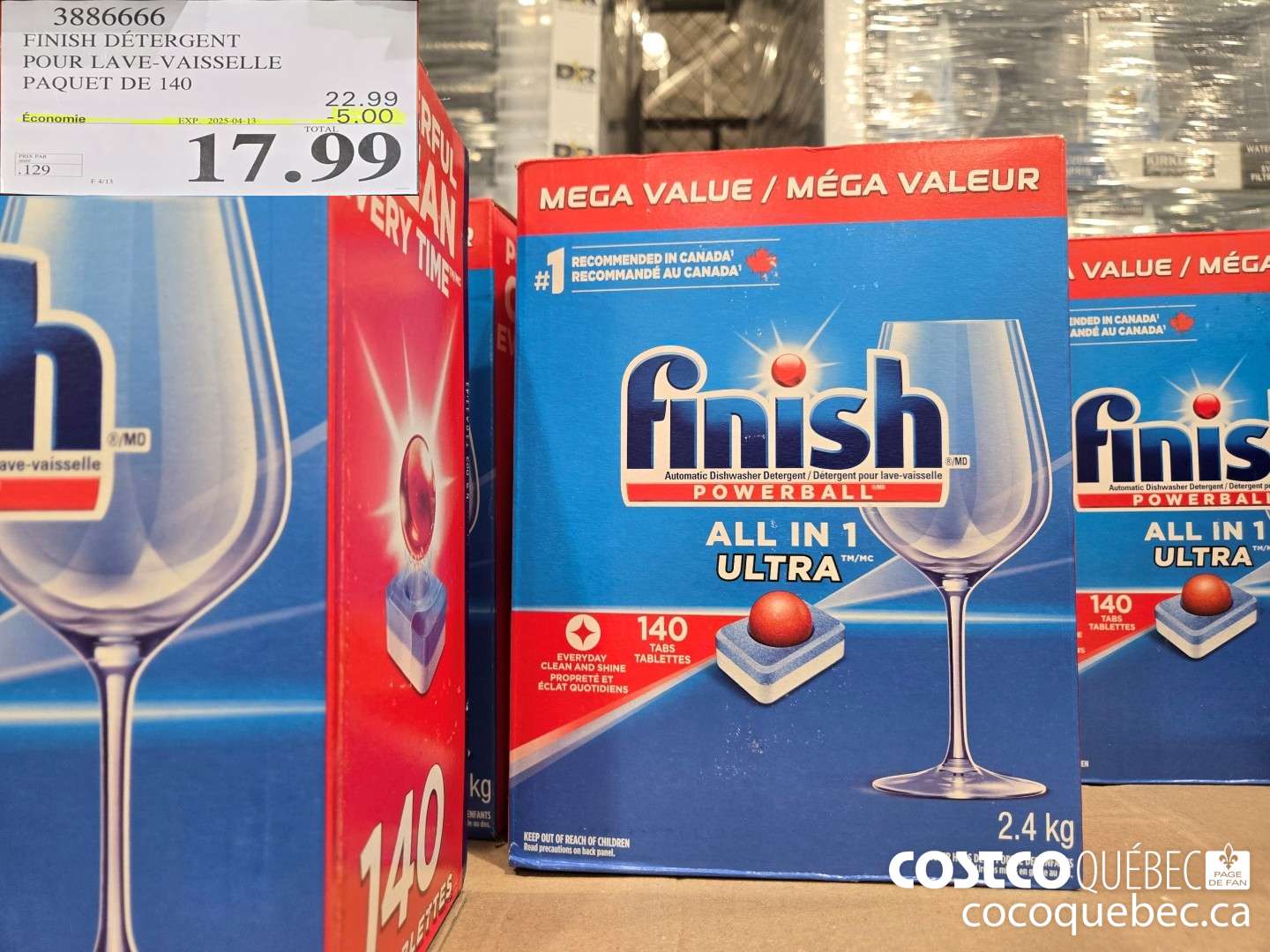 3886666 FINISH DETERGENT POUR LAVE-VAISSELLE PAQUET DE 140 ($5.00 INSTANT SAVINGS EXPIRES ON 2025-04-13) $17.99