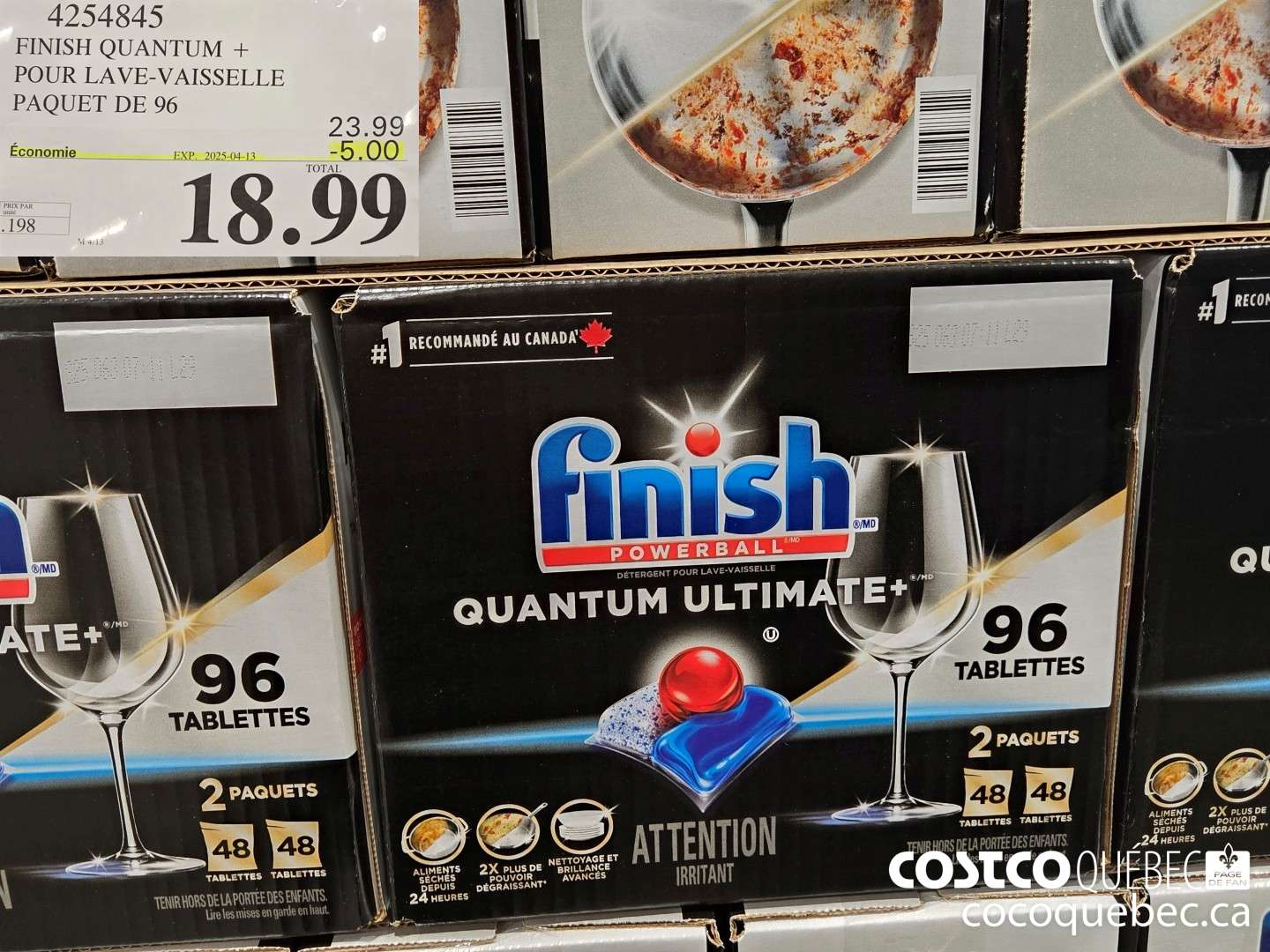 4254845 FINISH QUANTUM + POUR LAVE-VAISSELLE PAQUET DE 96  ($5.00 INSTANT SAVINGS EXPIRES ON 2025-04-13) $18.99