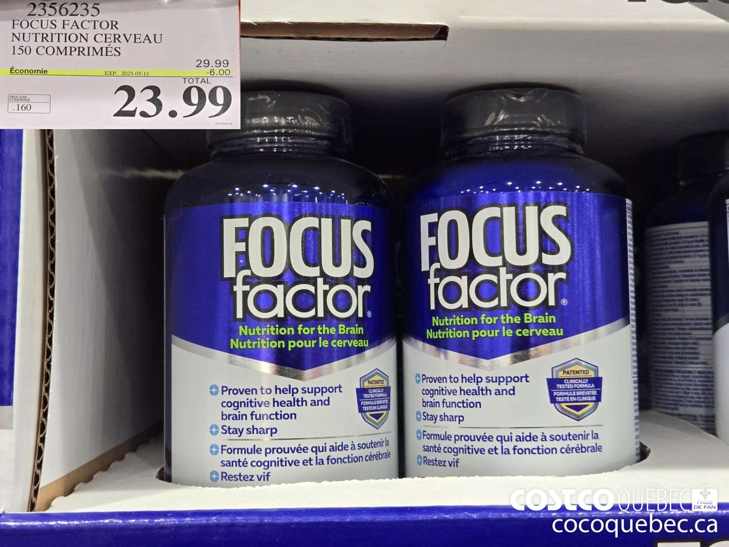 2356235 FOCUS FACTOR ADULTE 150 COMPRiIMES ($6.00 INSTANT SAVINGS EXPIRES ON 2025-05-11) $23.99