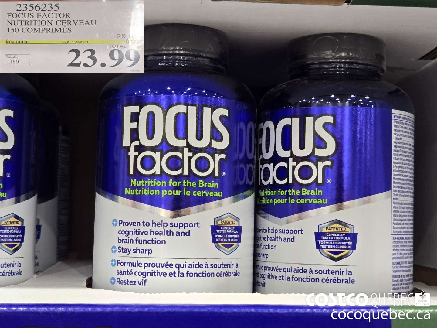 2350235 FOCUS FACTOR NUTRITION CERVEAU 150 COMPRIMES  ($6.00 INSTANT SAVINGS EXPIRES ON 2025-05-11) $23.99