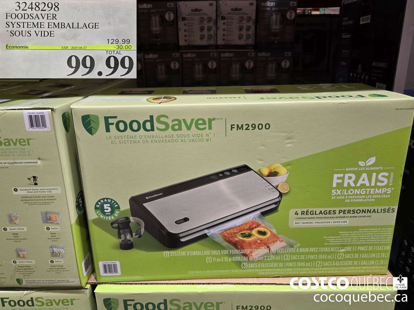3248298 FOODSAVER SYSTEME EMBALLAGE SOUS VIDE ($30.00 INSTANT SAVINGS EXPIRES ON 2025-04-27) $99.99
