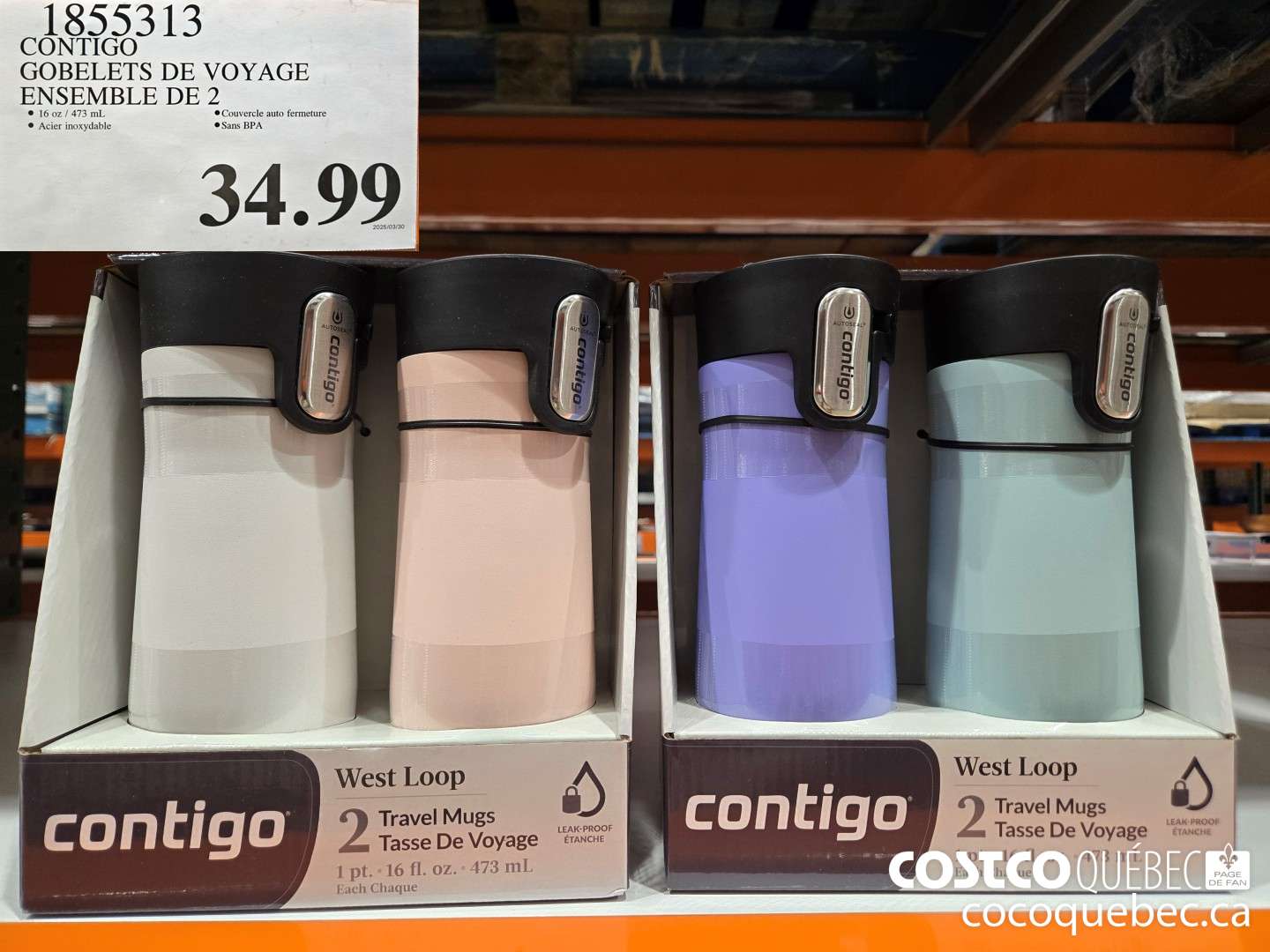 1855313 GOBELETS DE VOYAGE ensemble DE 2.  $34.99