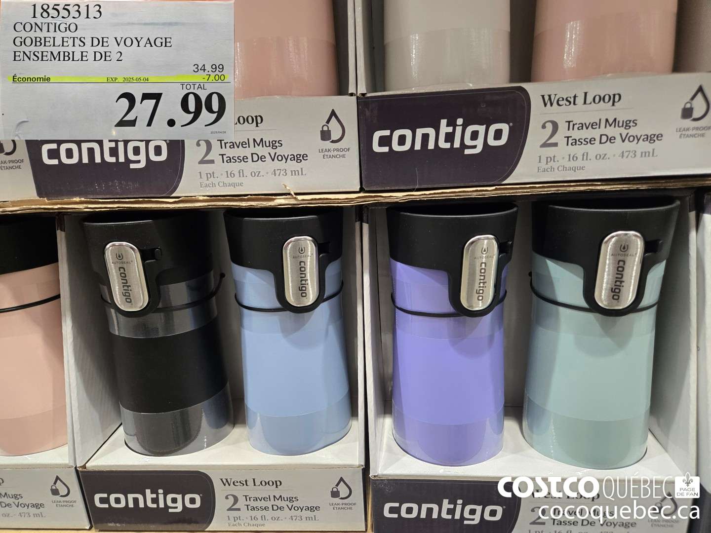 1855313 GOBELETS DE VOYAGE ensemble DE 2.  ($7.00 INSTANT SAVINGS EXPIRES ON 2025-05-04) $27.99