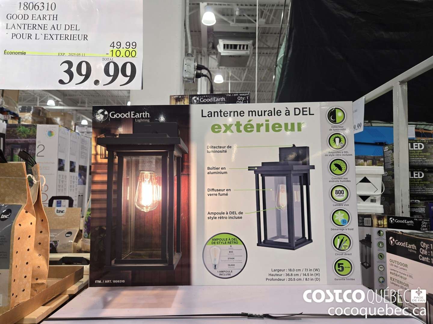 1806310 GOOD EARTH LANTERNE AU DEL * POUR L*EXTERIEUR  ($10.00 INSTANT SAVINGS EXPIRES ON 2025-05-11) $39.99