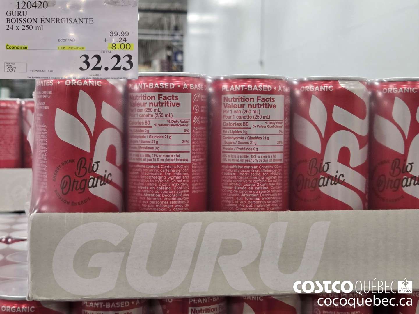 120420 GURU BOISSON ENERGISANTE 24 x 250 ml  ($8.00 INSTANT SAVINGS EXPIRES ON 2025-05-04) $32.23