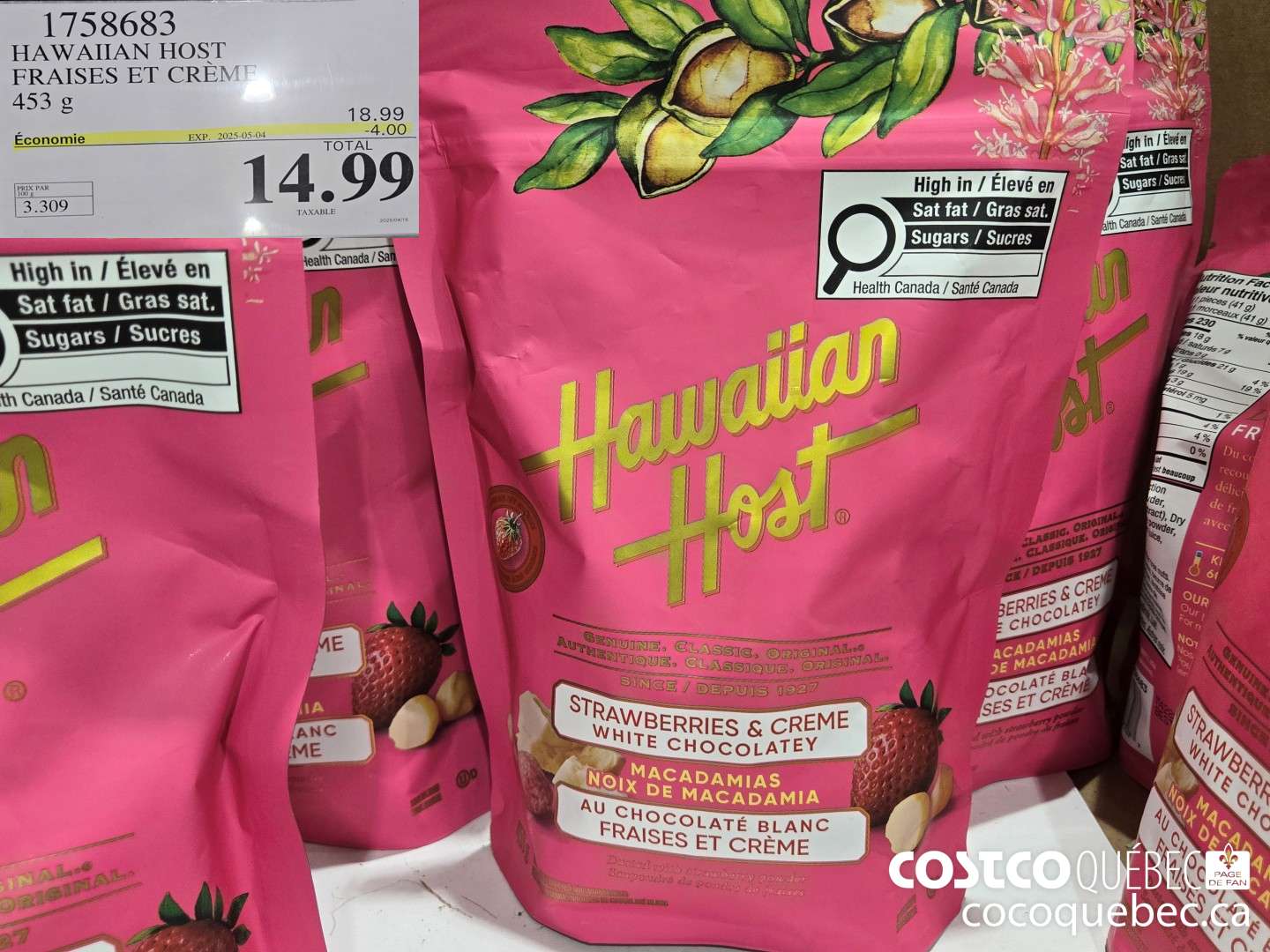 1758683 HAWAIIAN HOST FRAISES ET CREME MACADAMIAS 453 g  ($4.00 INSTANT SAVINGS EXPIRES ON 2025-05-04) $14.99