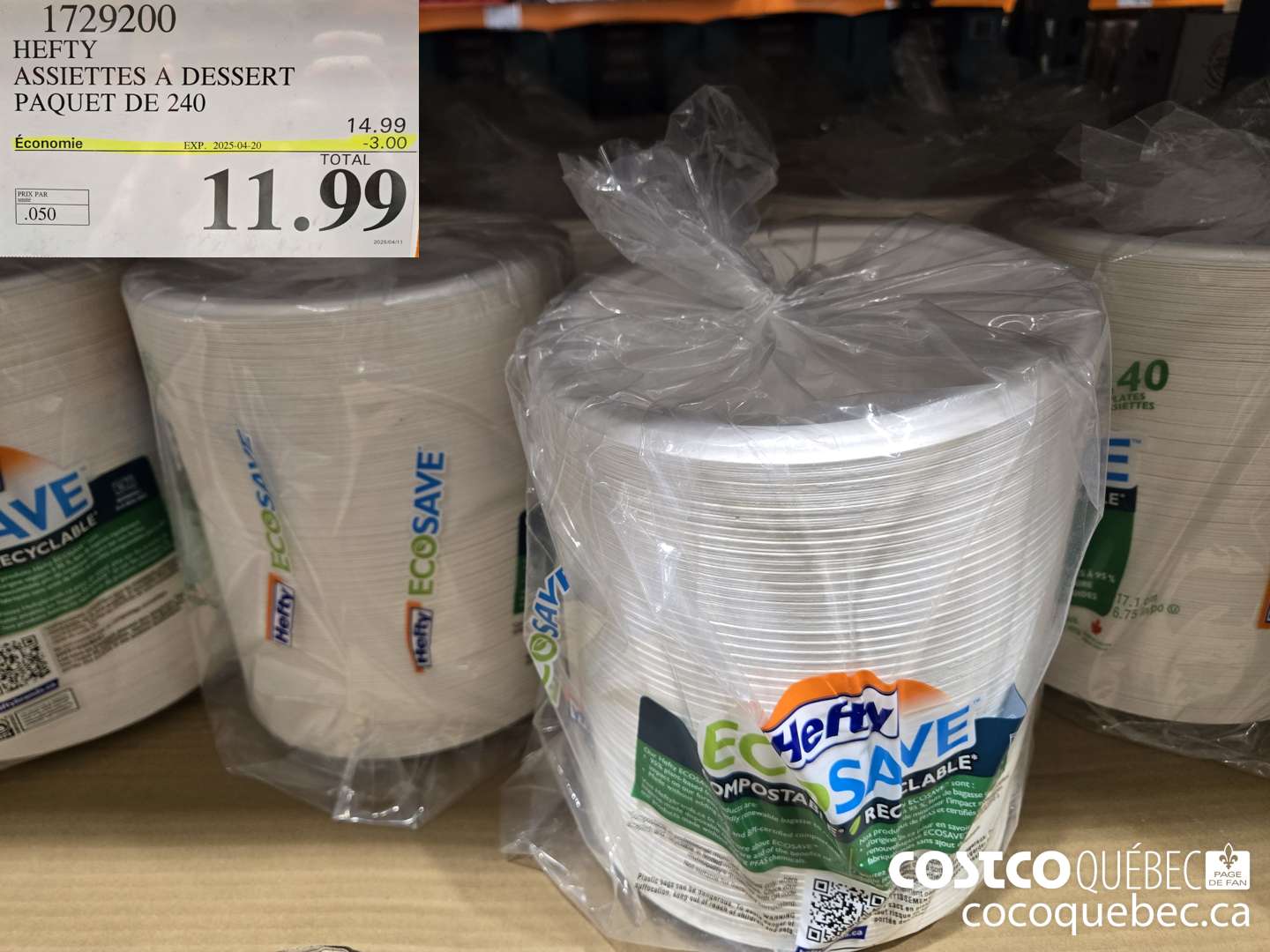 1729200 HEFTY ASSIETTES A DESSERT PAQUET DE 240  ($3.00 INSTANT SAVINGS EXPIRES ON 2025-04-20) $11.99