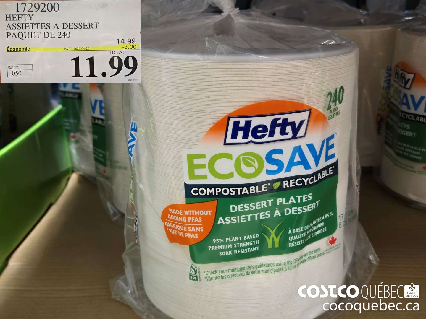 1729200 HEFTY ASSIETTES A DESSERT PAQUET DE 240  ($3.00 INSTANT SAVINGS EXPIRES ON 2025-04-20) $11.99