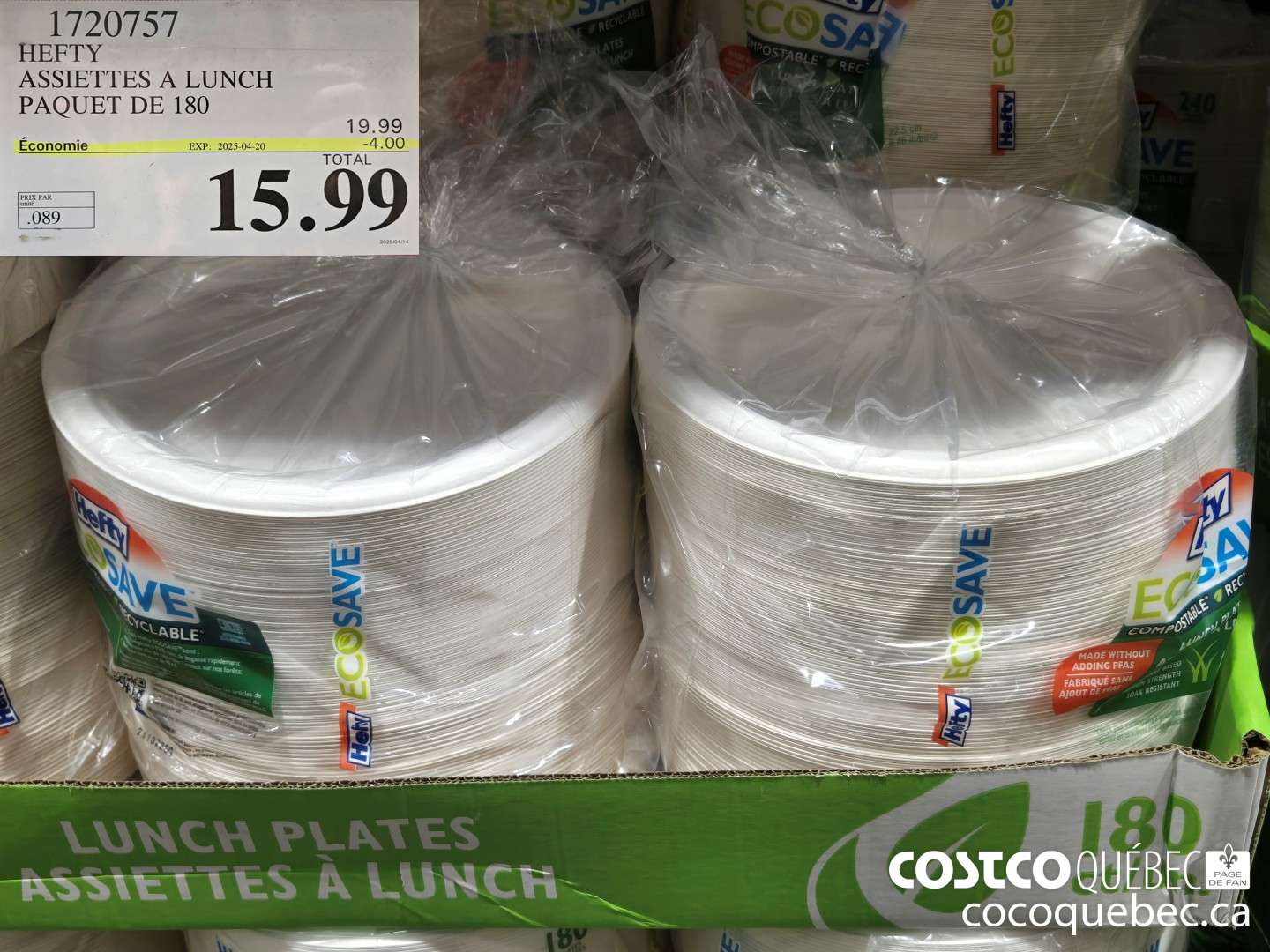 1720757 HEFTY ASSIETTES A LUNCH PAQUET DE 180 4.00 OFF (EXPIRES ON 2025-04-20) $15.99
