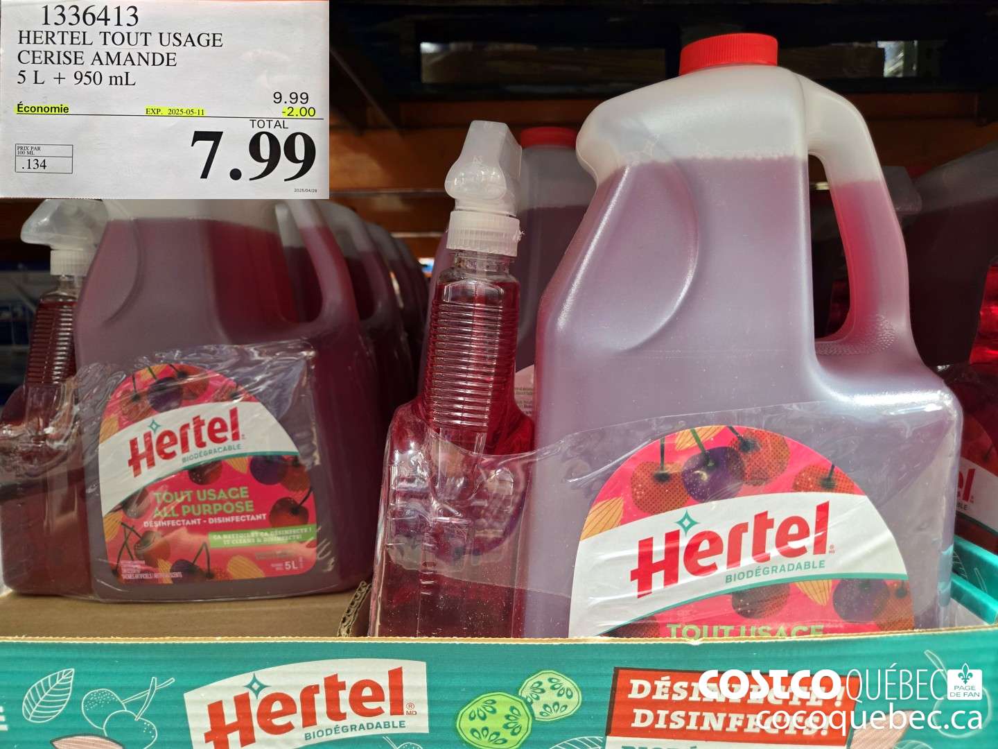 1336413 HERTEL TOUT USAGE CERISE AMANDE 5L + 950ML ($2.00 INSTANT SAVINGS EXPIRES ON 2025-05-11) $7.99
