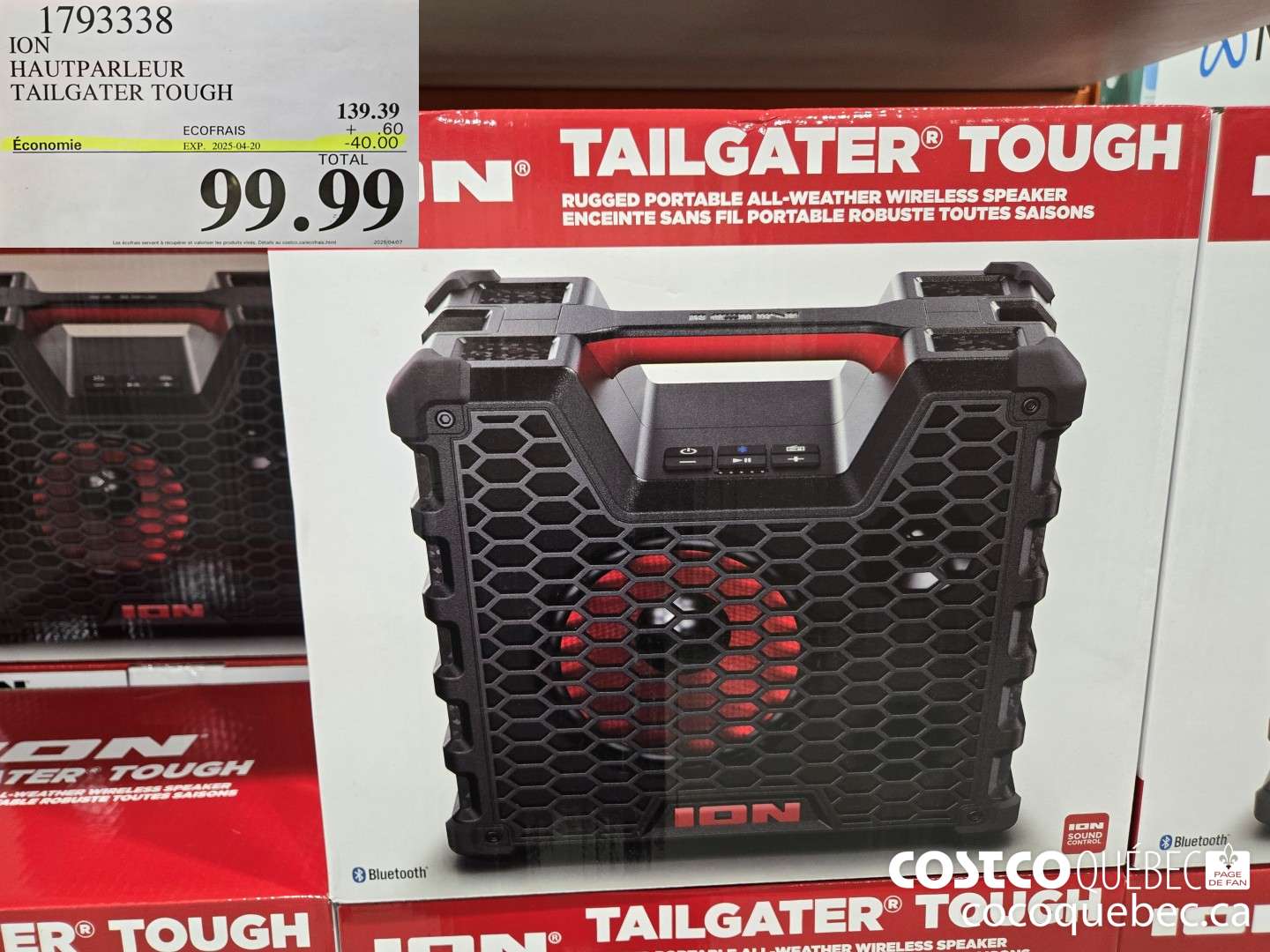 1793338 ION HAUTPARLEUR TAILGATER TOUGH  ($40.00 INSTANT SAVINGS EXPIRES ON 2025-04-20) $99.99