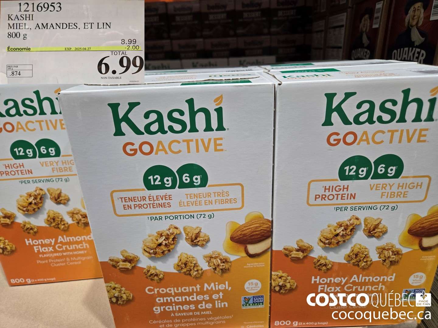 1216953 KASHI MIEL, AMANDES, ET LIN 800 g  ($2.00 INSTANT SAVINGS EXPIRES ON 2025-04-27) $6.99