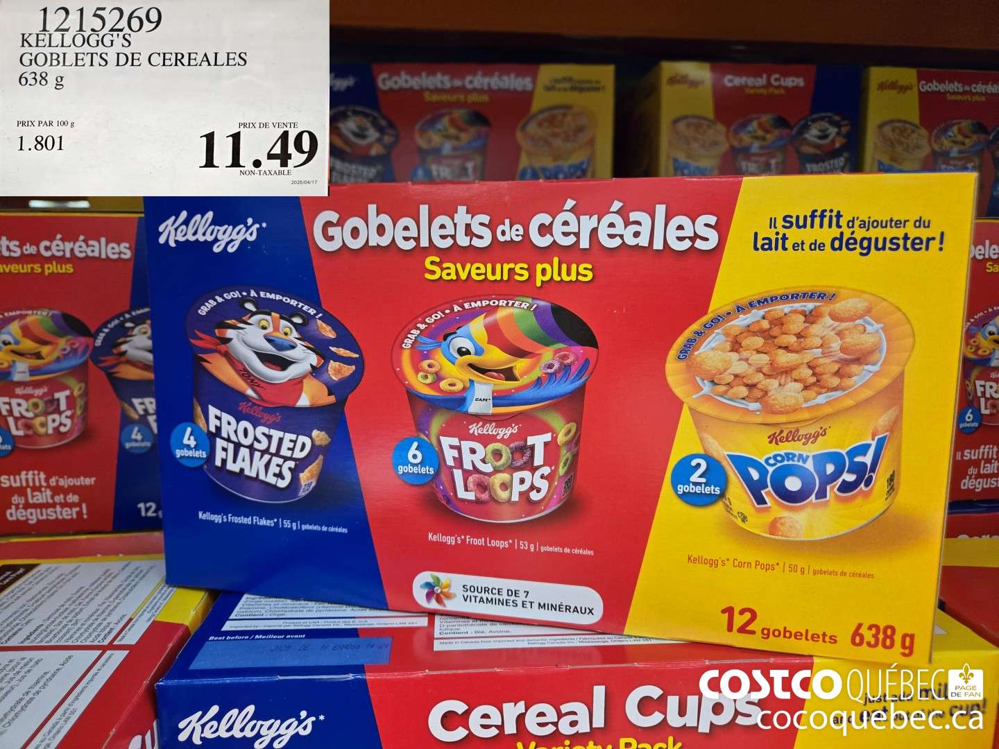 1215269 KELLOGG'S GOBLETS DE CEREALES 638 g  $11.49