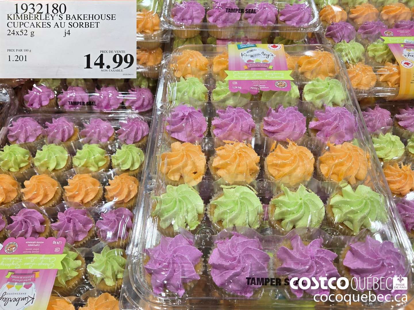 1932180 KIMBERLEY'S BAKEHOUSE CUPCAKES AU SORBET 24x52 g  $14.99