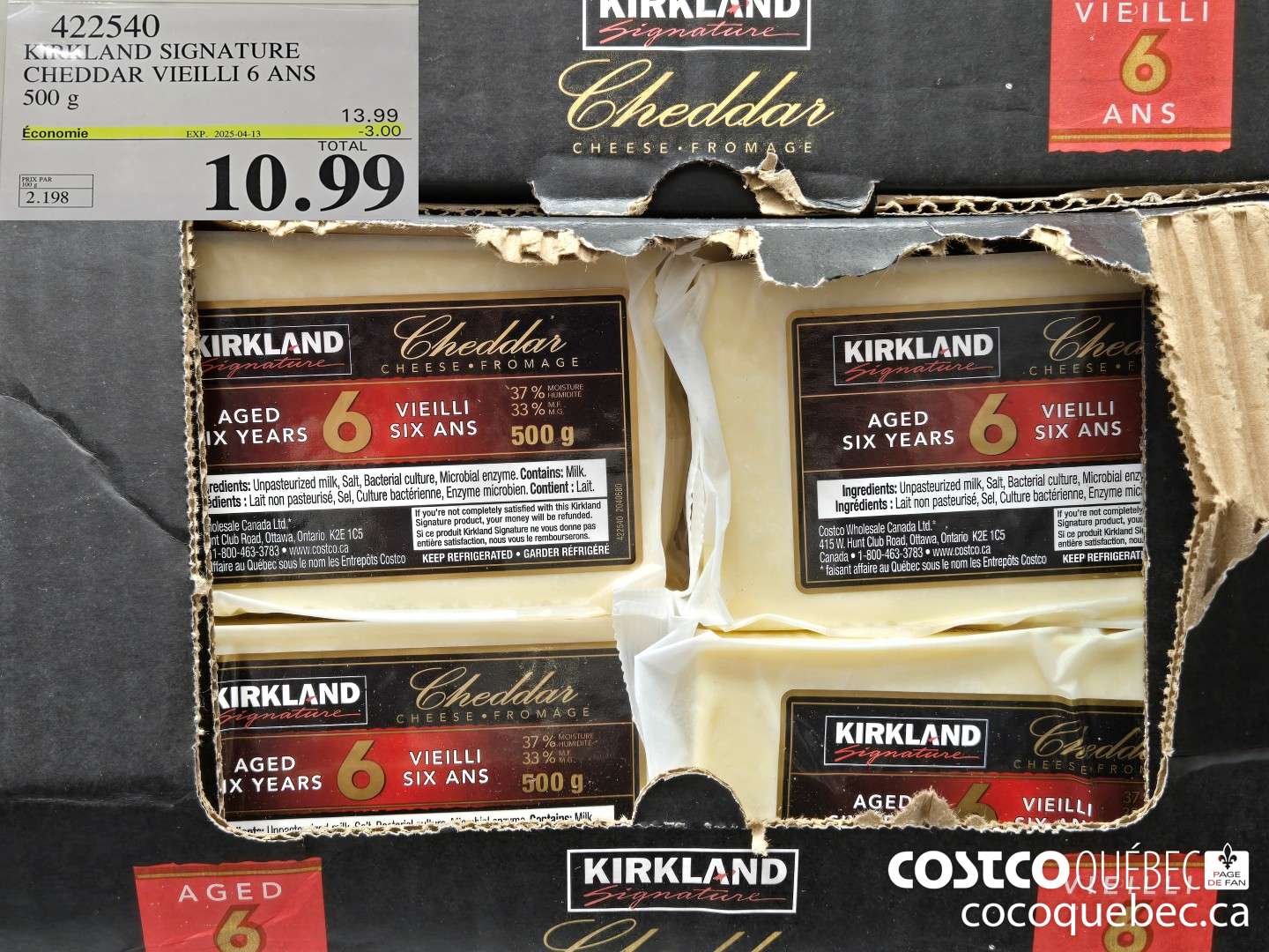 422540 KIRKLAND SIGNATURE CHEDDAR VIEILLI 6 ANS ($3.00 INSTANT SAVINGS EXPIRES ON 2025-04-13) $10.99