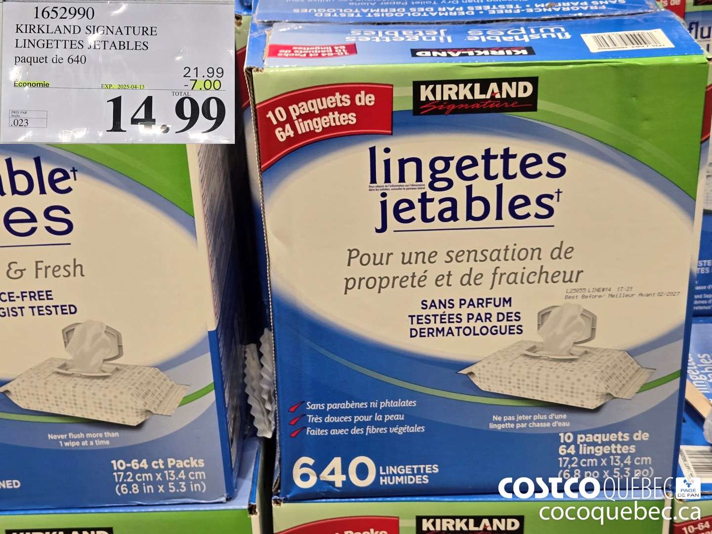 1652990 KIRKLAND SIGNATURE LINGETTES JETABLES ($7.00 INSTANT SAVINGS EXPIRES ON 2025-04-13) $14.99