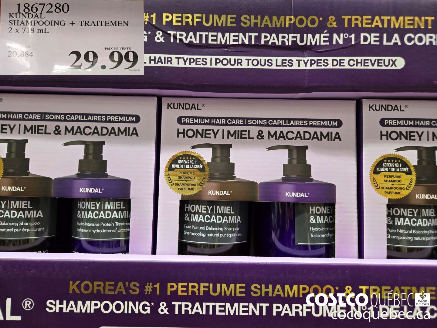 1867280 KUNDAL SHAMPOOING + TRAITEMEN 2x 718 mL  $29.99