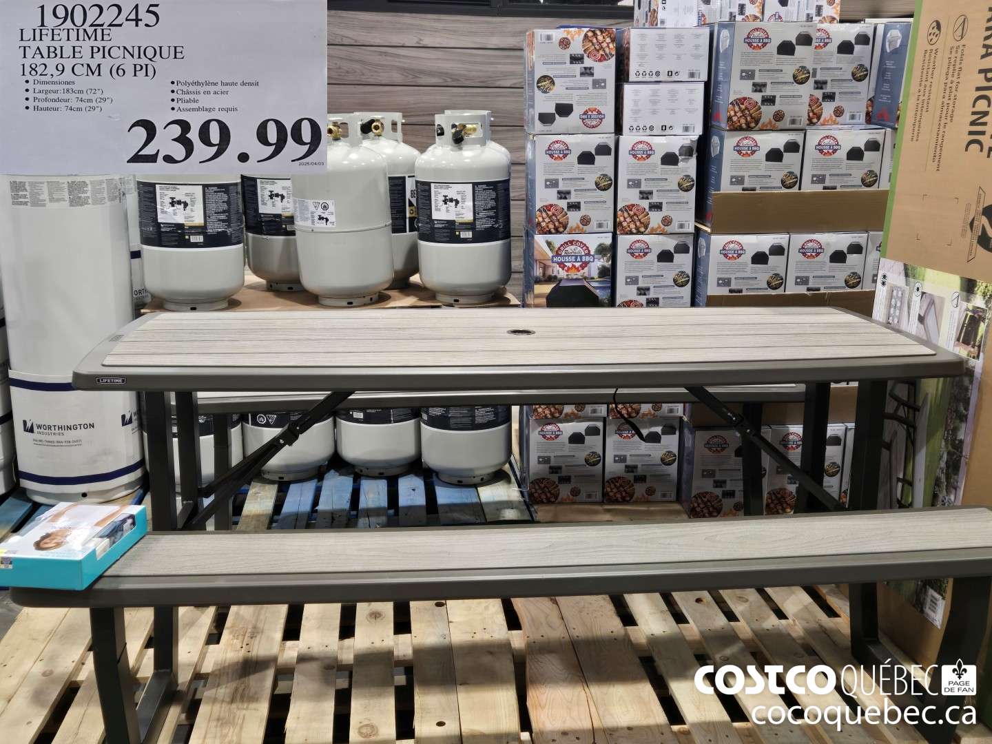 1902245 LIFETIME TABLE PICNIQUE 182,9 CM (6 PI) e $239.99