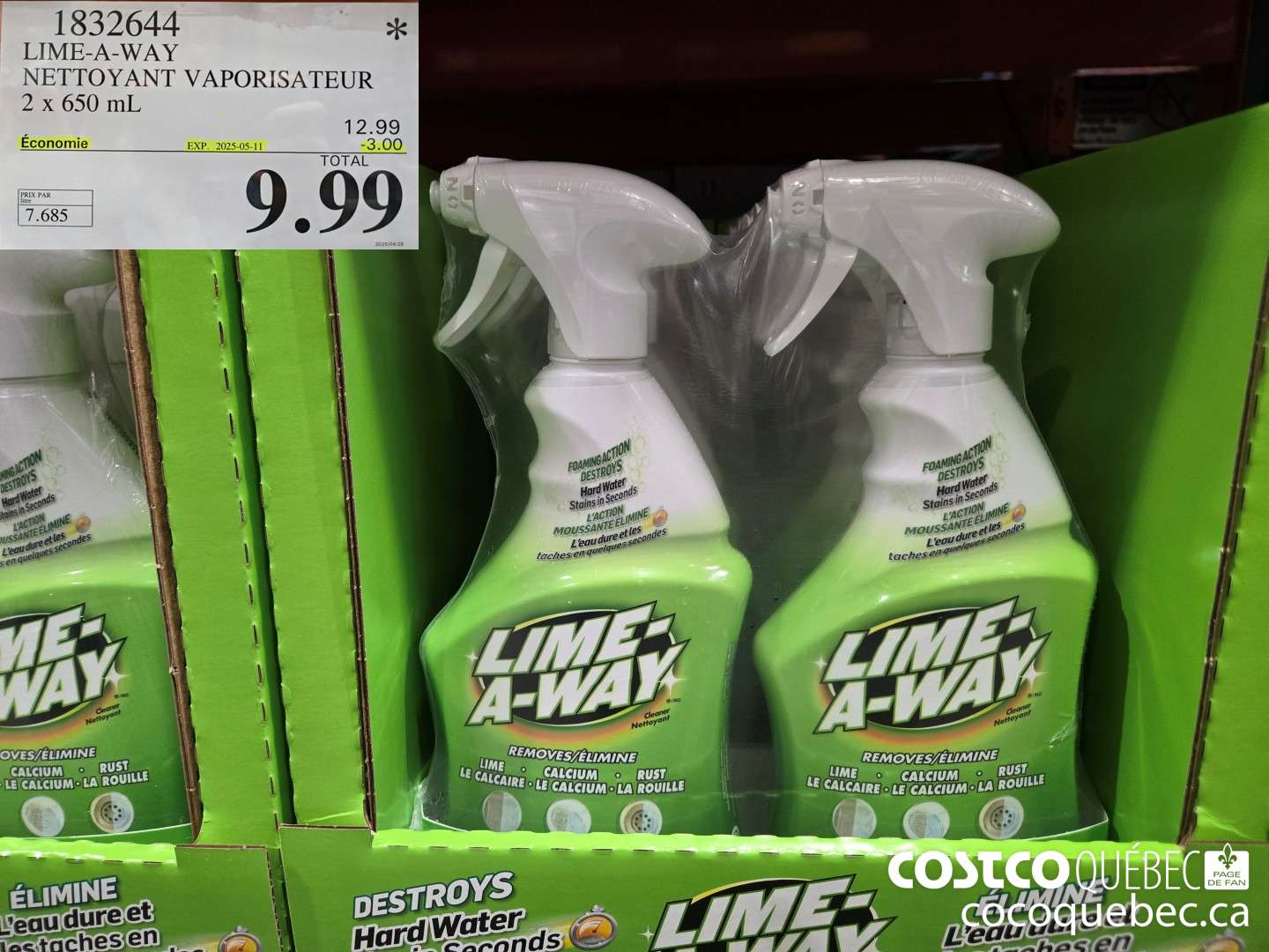 1832644 LIME-A-WAY NETTOYANT VAPORISATEUR- 2 x 650 mL  ($3.00 INSTANT SAVINGS EXPIRES ON 2025-05-11) $9.99