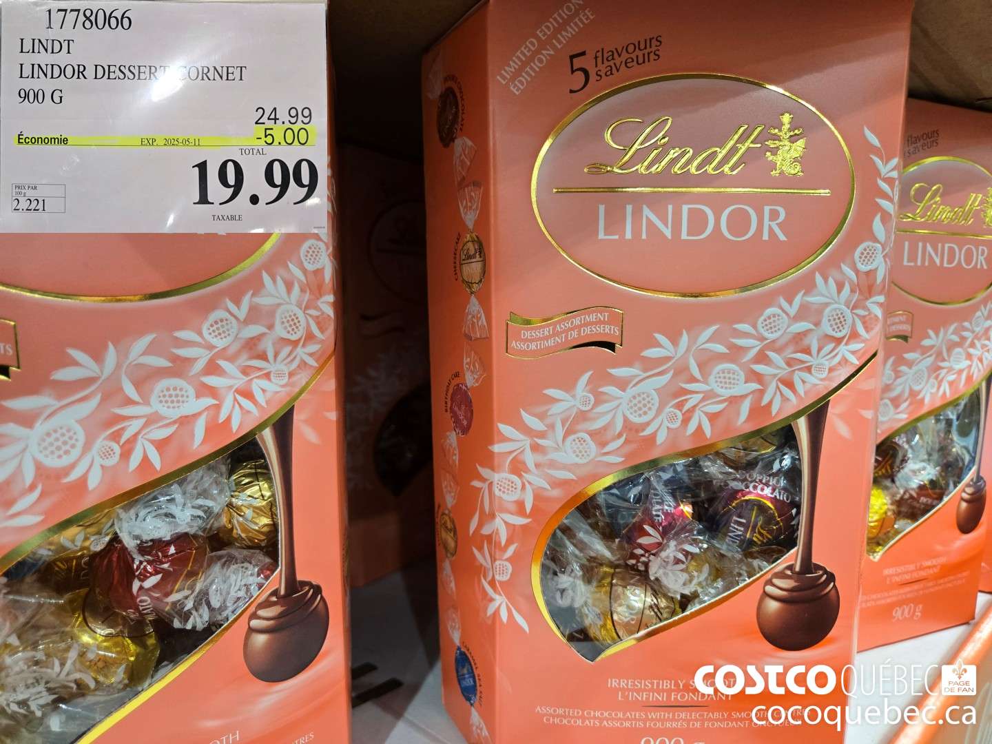 1778066 LINDT LINDOR DESSERT CORNET  ($5.00 INSTANT SAVINGS EXPIRES ON 2025-05-11) $19.99