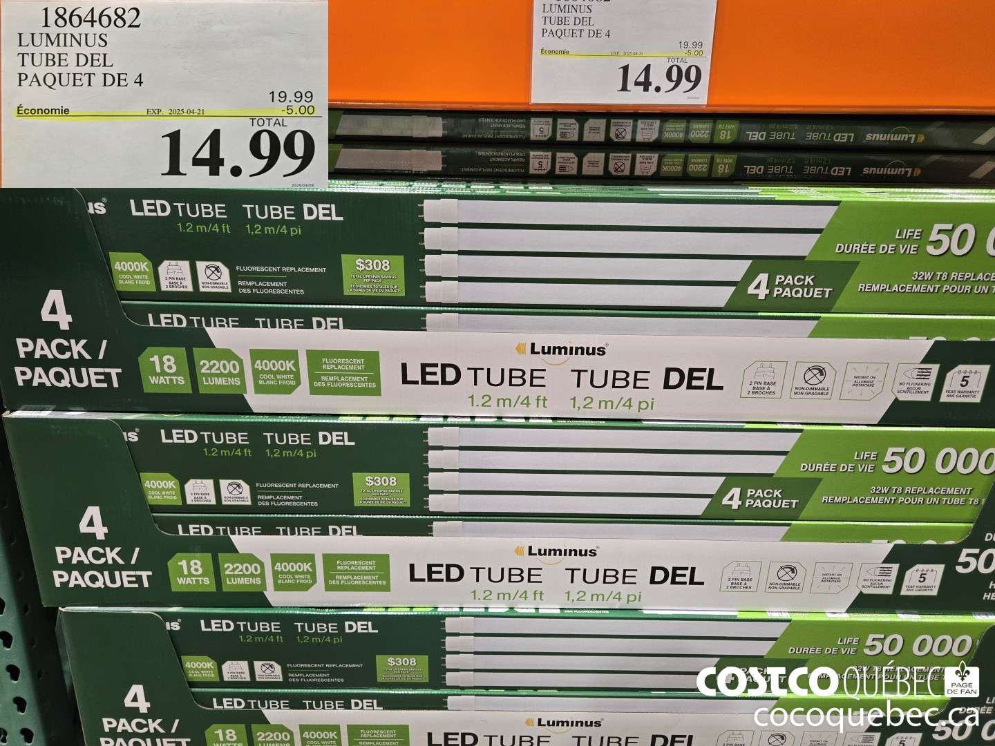 1864682 LUMINUS TUBE DEL PAQUET DE 4  ($5.00 INSTANT SAVINGS EXPIRES ON 2025-04-21) $14.99