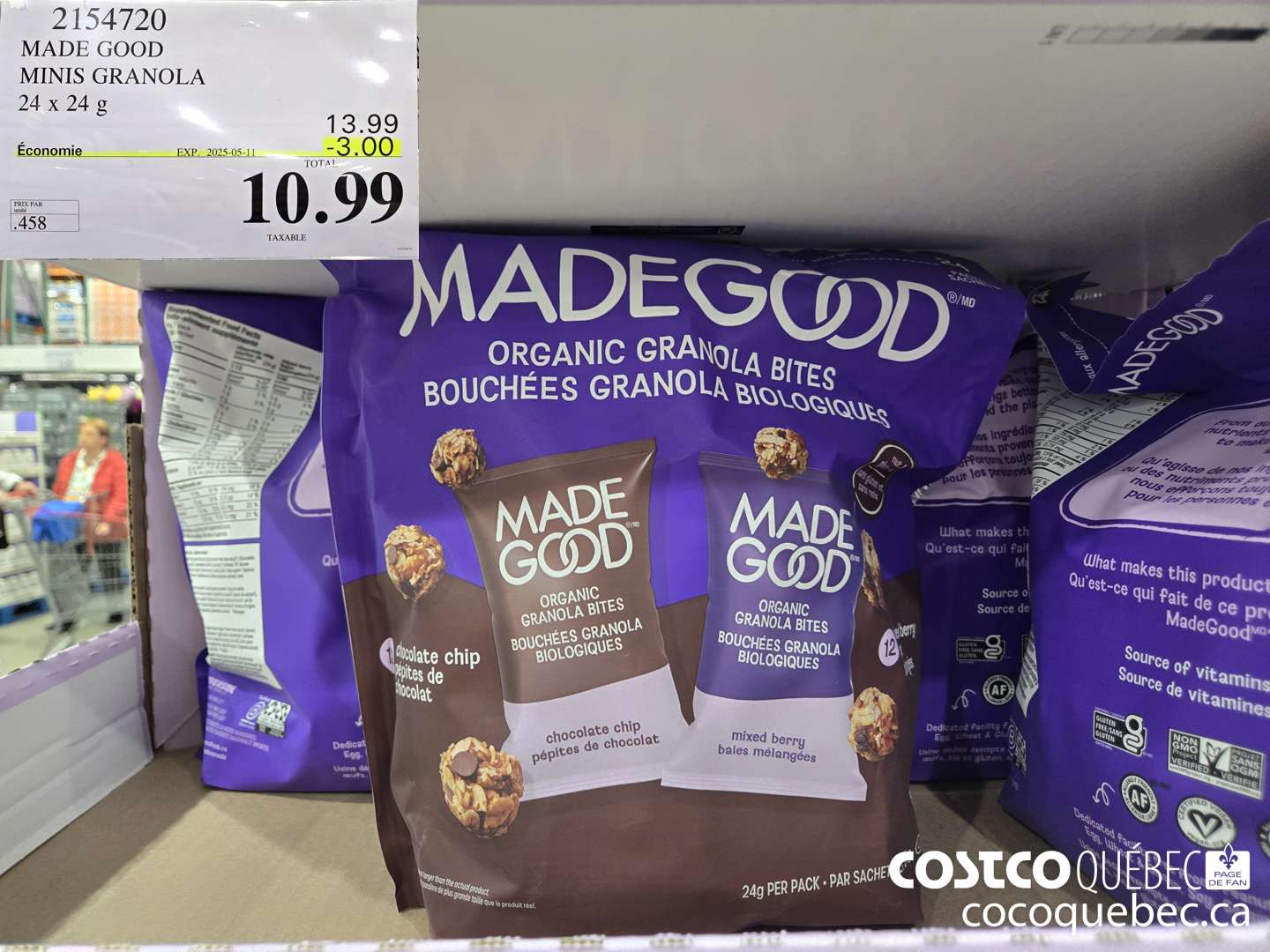 2154720 MADE GOOD MINIS GRANOLA 24 x 24 g  ($3.00 INSTANT SAVINGS EXPIRES ON 2025-05-11) $10.99