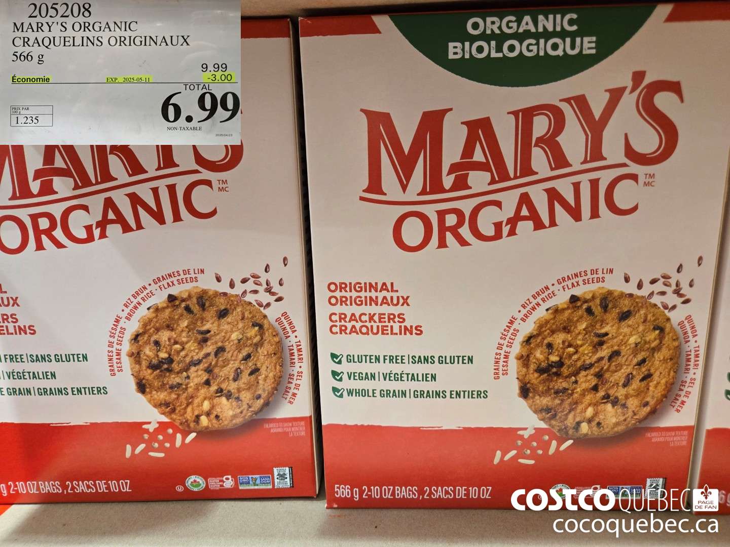 205208 MARY'S ORGANIC CRAQUELINS ORGINAUX ($3.00 INSTANT SAVINGS EXPIRES ON 2025-05-11) $6.99