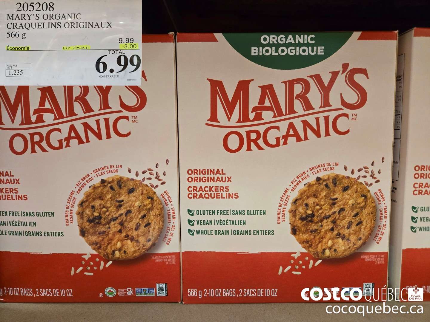 205208 MARY'S ORGANIC CRAQUELINS ORGINAUX ($3.00 INSTANT SAVINGS EXPIRES ON 2025-05-11) $6.99