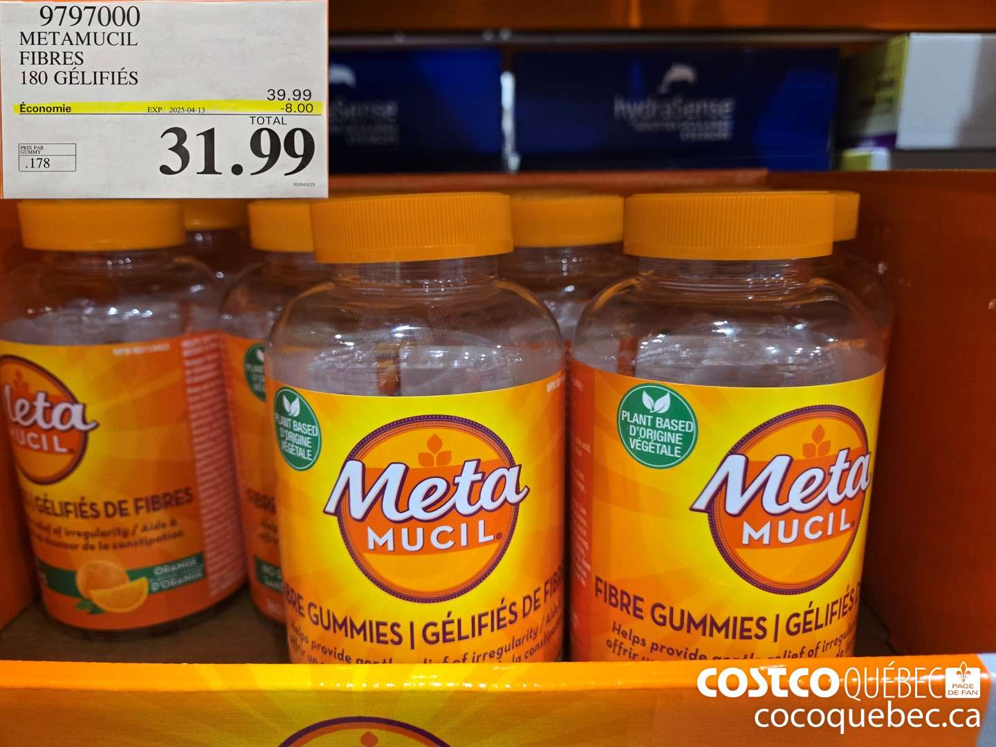 9797000 METAMUCIL GELIFIES DE FIBRES 180 UNITES ($8.00 INSTANT SAVINGS EXPIRES ON 2025-04-13) $31.99