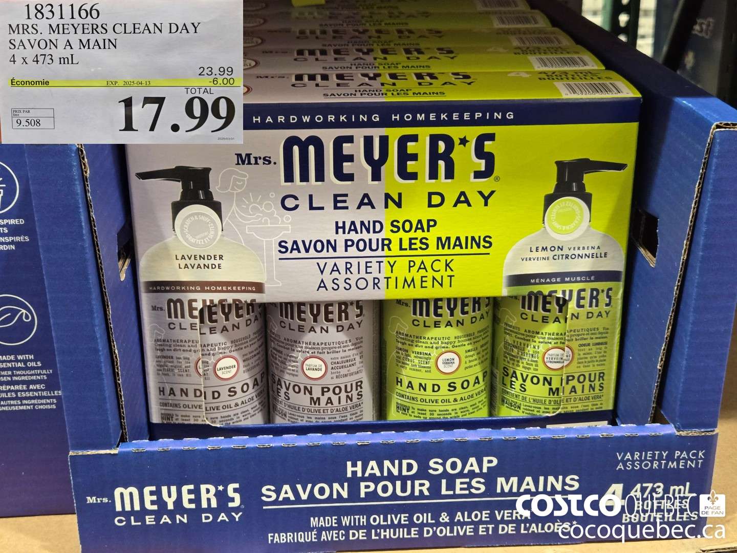 1831166 MRS. MEYERS CLEAN DAY SAVON A MAIN  ($6.00 INSTANT SAVINGS EXPIRES ON 2025-04-13) $17.99