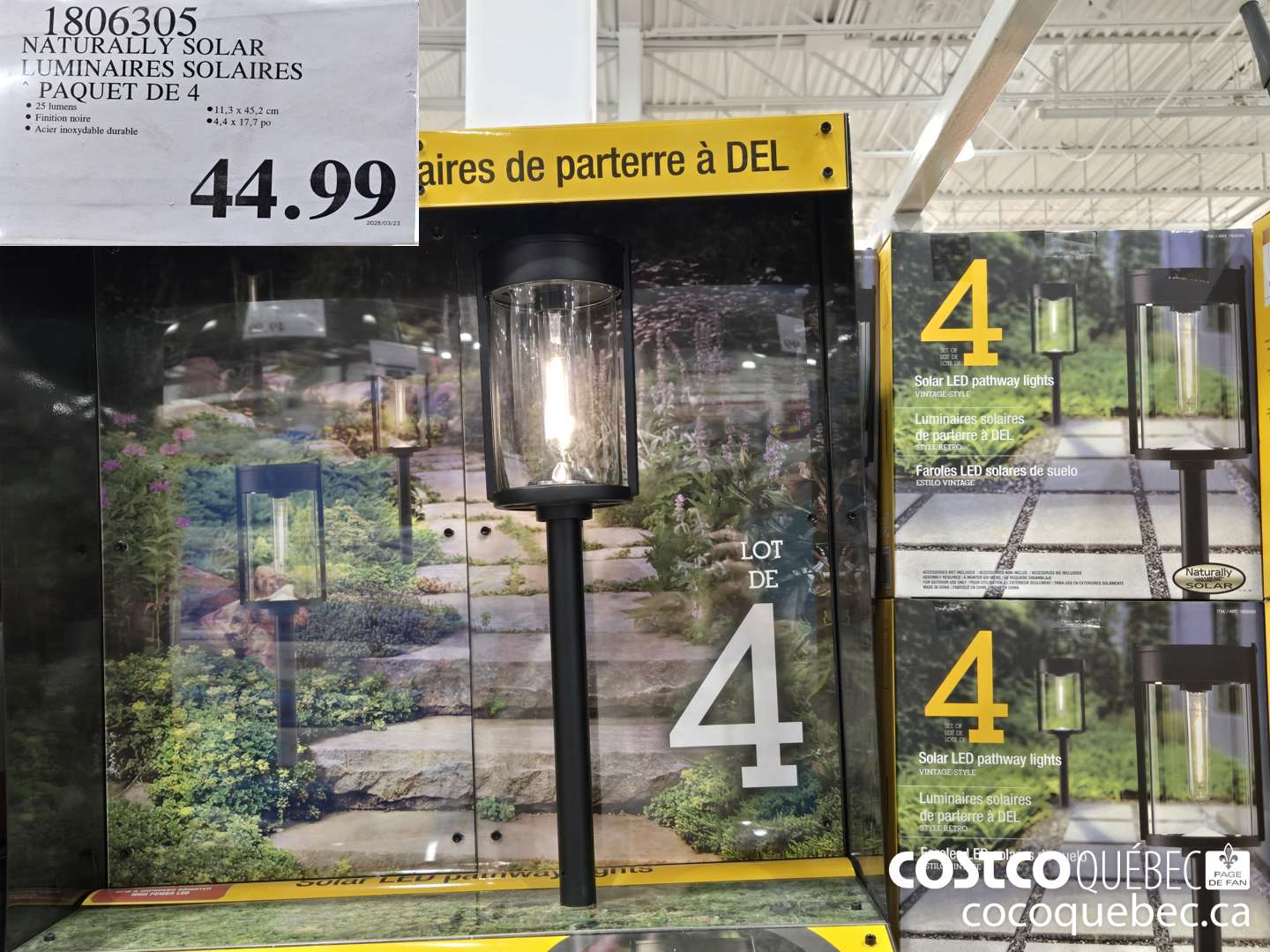 1806305 NATURALLY SOLAR LUMINAIRES SOLAIRES -PAQUET DE 4  $44.99