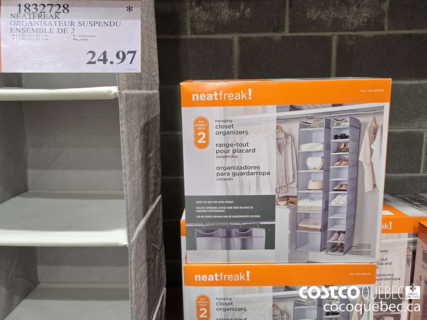 1832728 NEATFREAK ORGANISATEUR SUSPENDU ENSEMBLE DE 2  $24.97