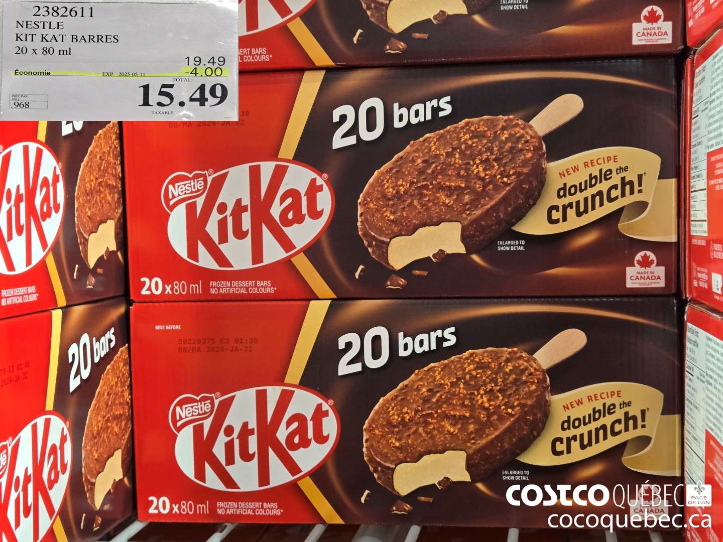 23582611 NESTLE KIT KAT BARRES 20 x 80 ml  ($4.00 INSTANT SAVINGS EXPIRES ON 2025-05-11) $15.49