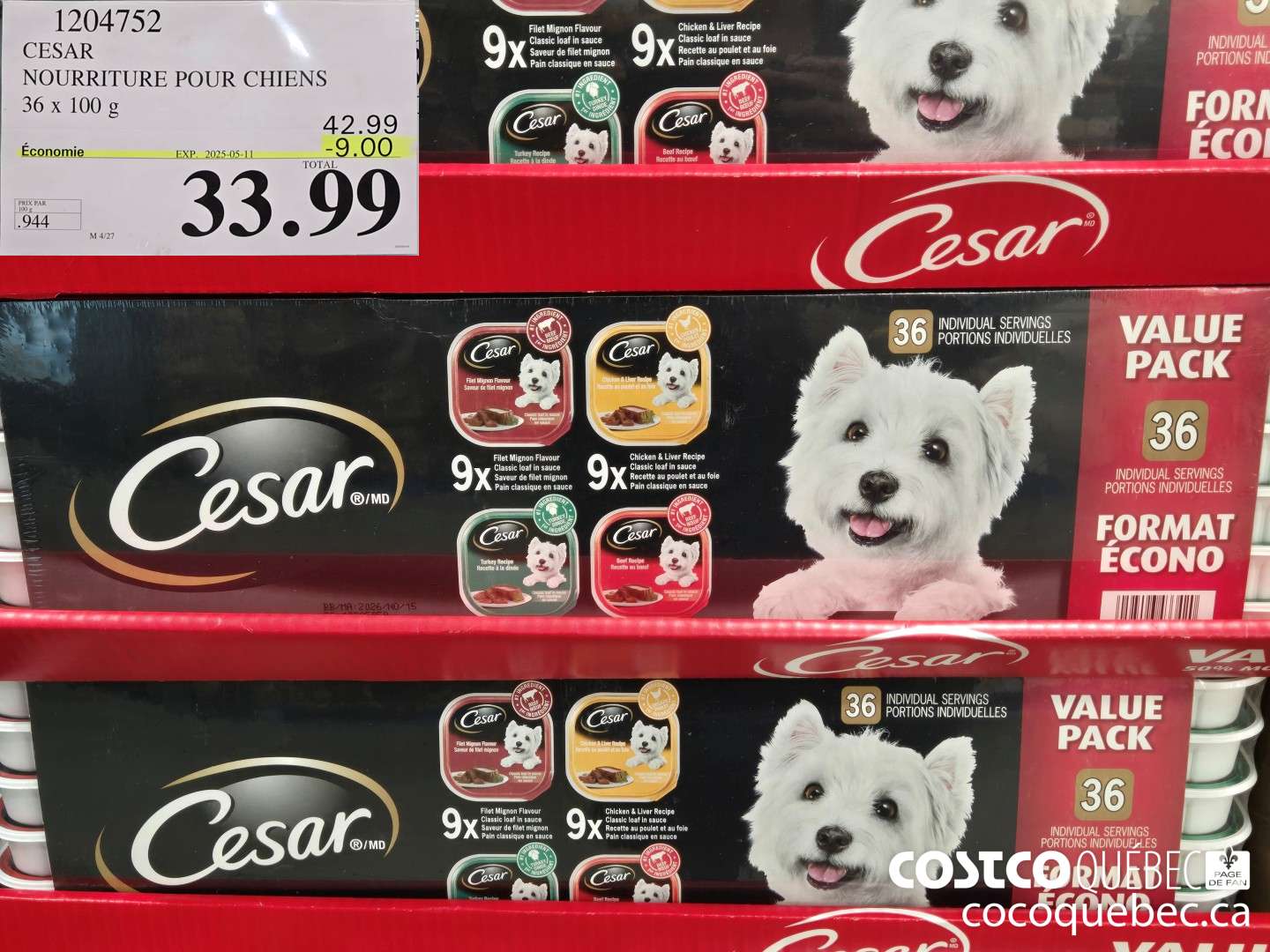 1204752 NOURRITURE POUR CHIENS 36 x 100 G ($9.00 INSTANT SAVINGS EXPIRES ON 2025-05-11) $33.99