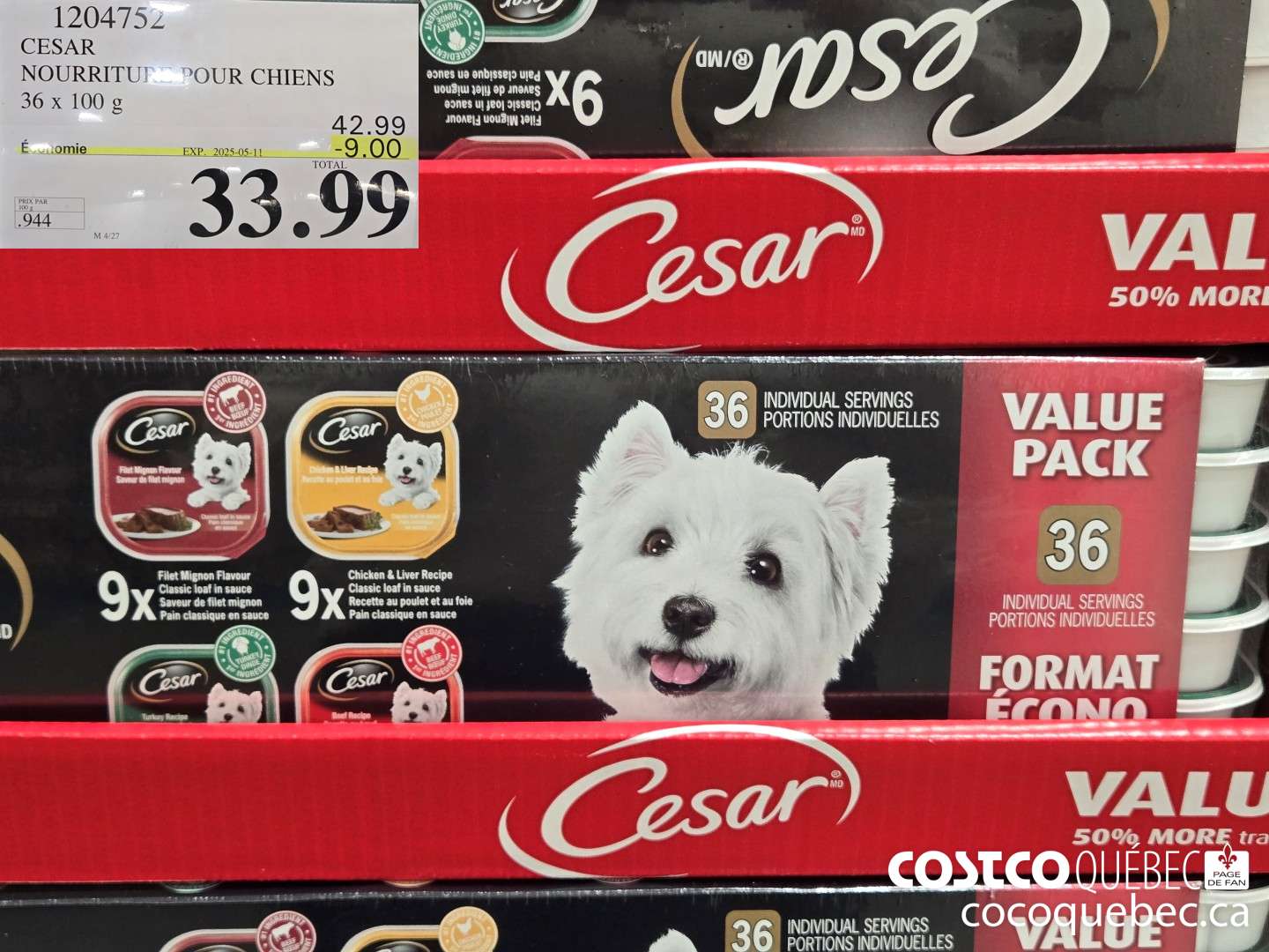 1204752 NOURRITURE POUR CHIENS 36 x 100 G ($9.00 INSTANT SAVINGS EXPIRES ON 2025-05-11) $33.99